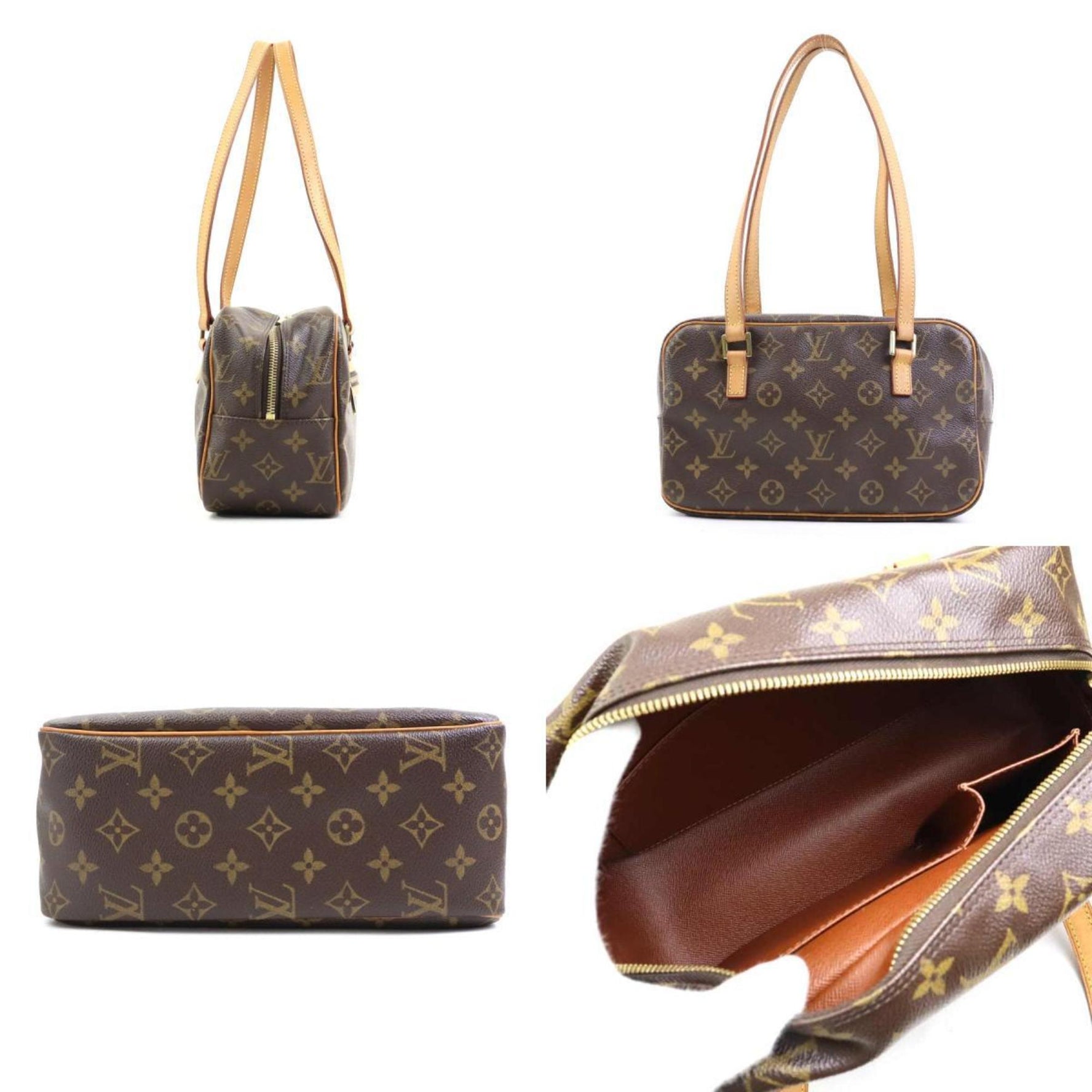 Louis Vuitton Monogram Cite MM Shoulder Bag in Canvas, Brown and Gold