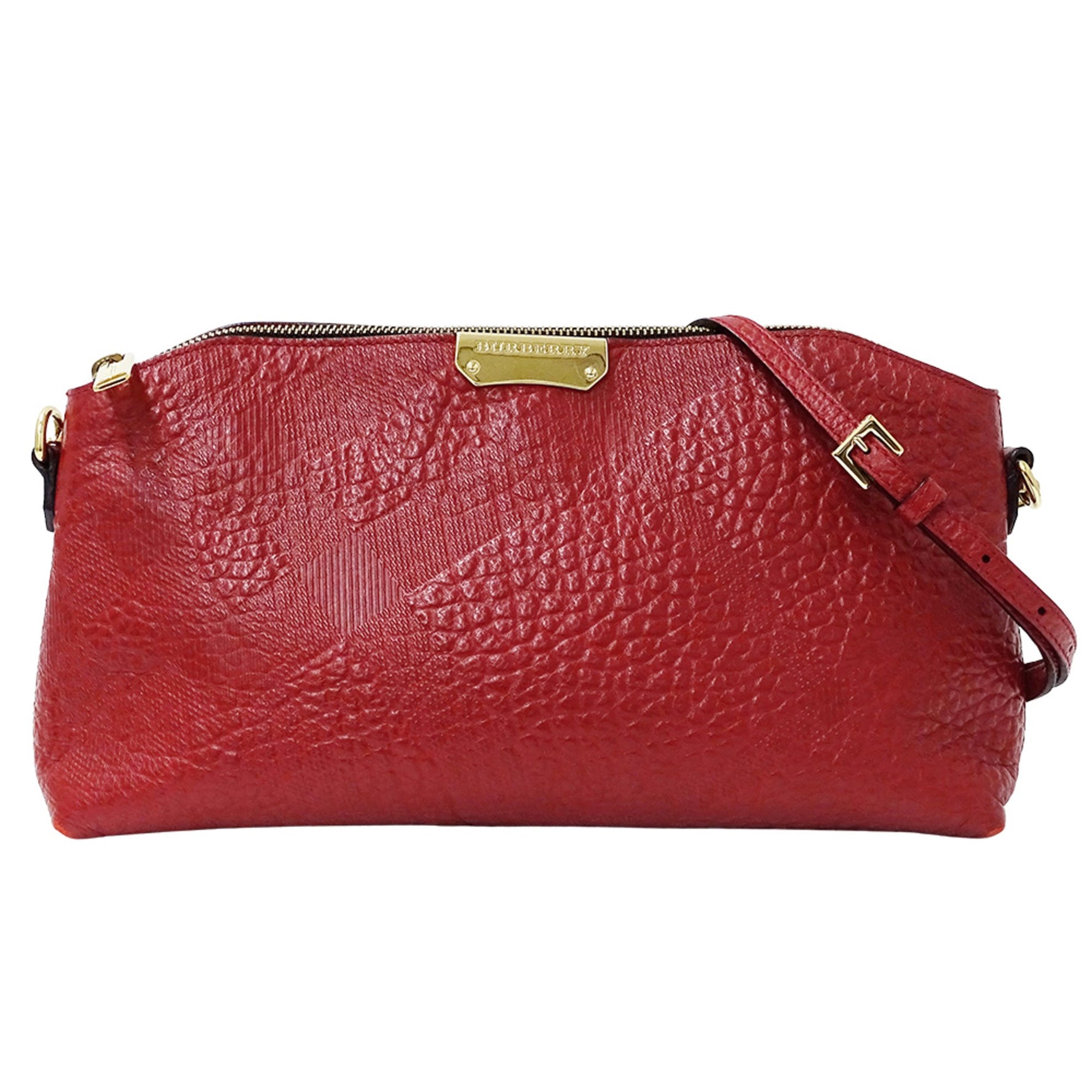 Burberry Shoulder Bag in Red Check Leather with Mini