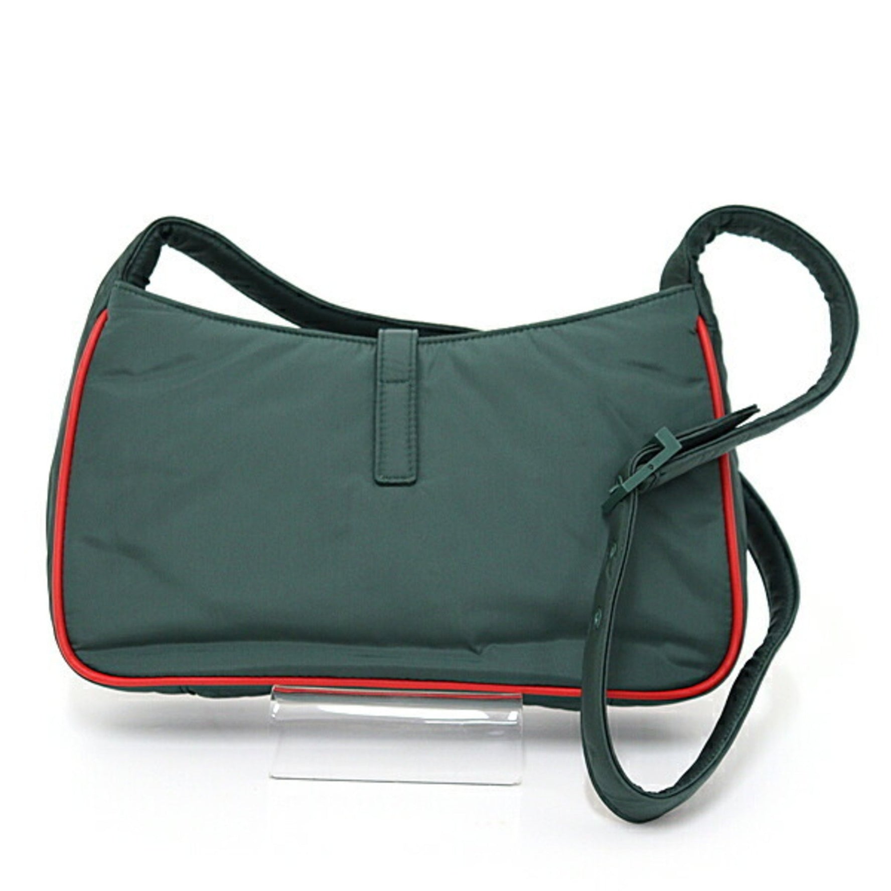 Saint Laurent YSL Le Cin Cassette Shoulder Bag Eco Nylon Khaki Green/Red