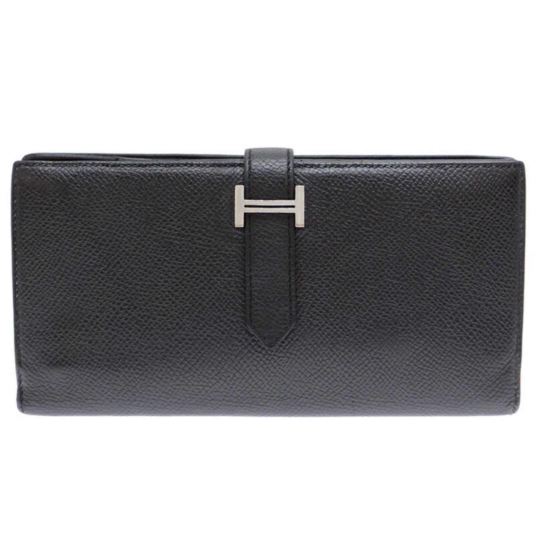 Hermes Bearn Souffle Y Stamp Women's/Men's Long Wallet Veau Epsom Leather Noir (Black)