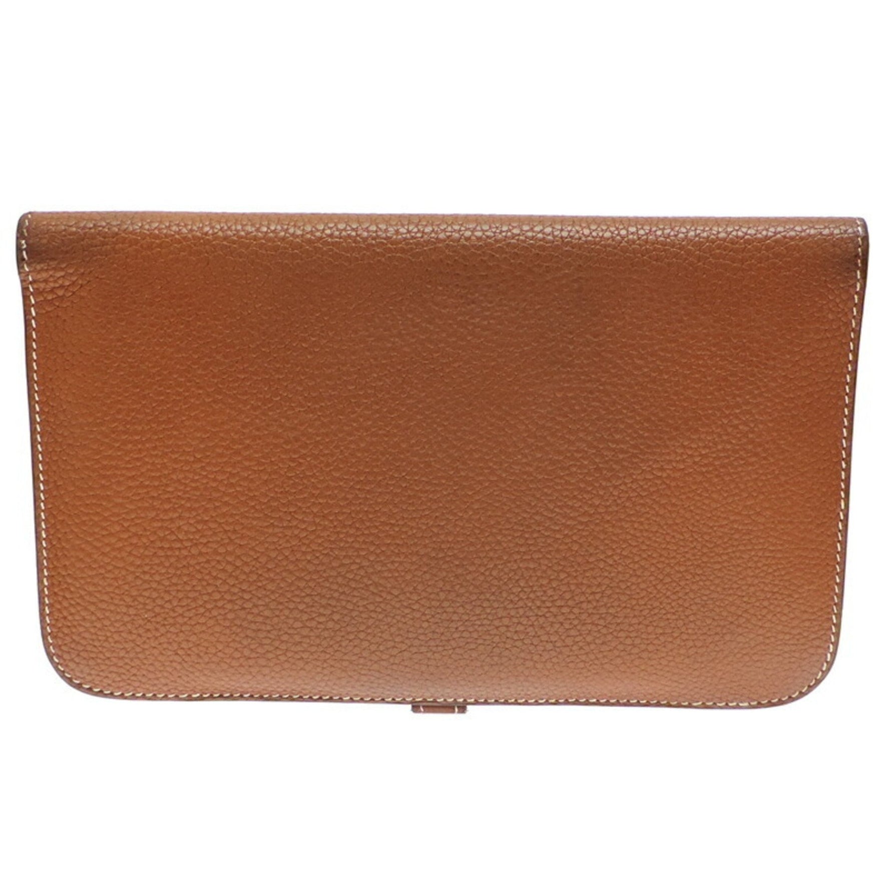 Hermes Dogon GM □K stamp 2007 and Men's Long Wallet Togo Gold (Brown)