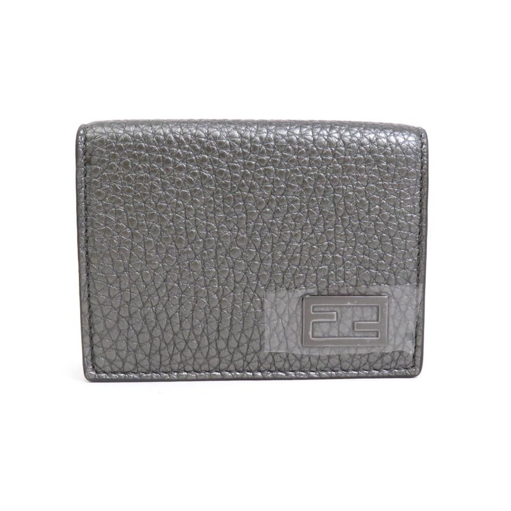 FENDI Tri-fold wallet in metallic grey leather