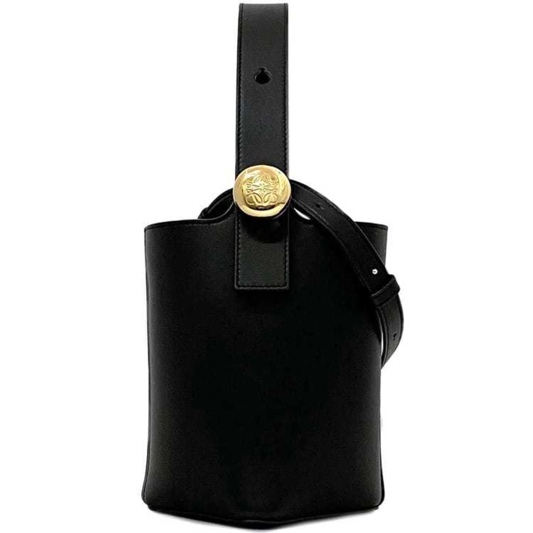 LOEWE bag Pebble Bucket Anagram Smooth leather Shoulder Handbag Leather