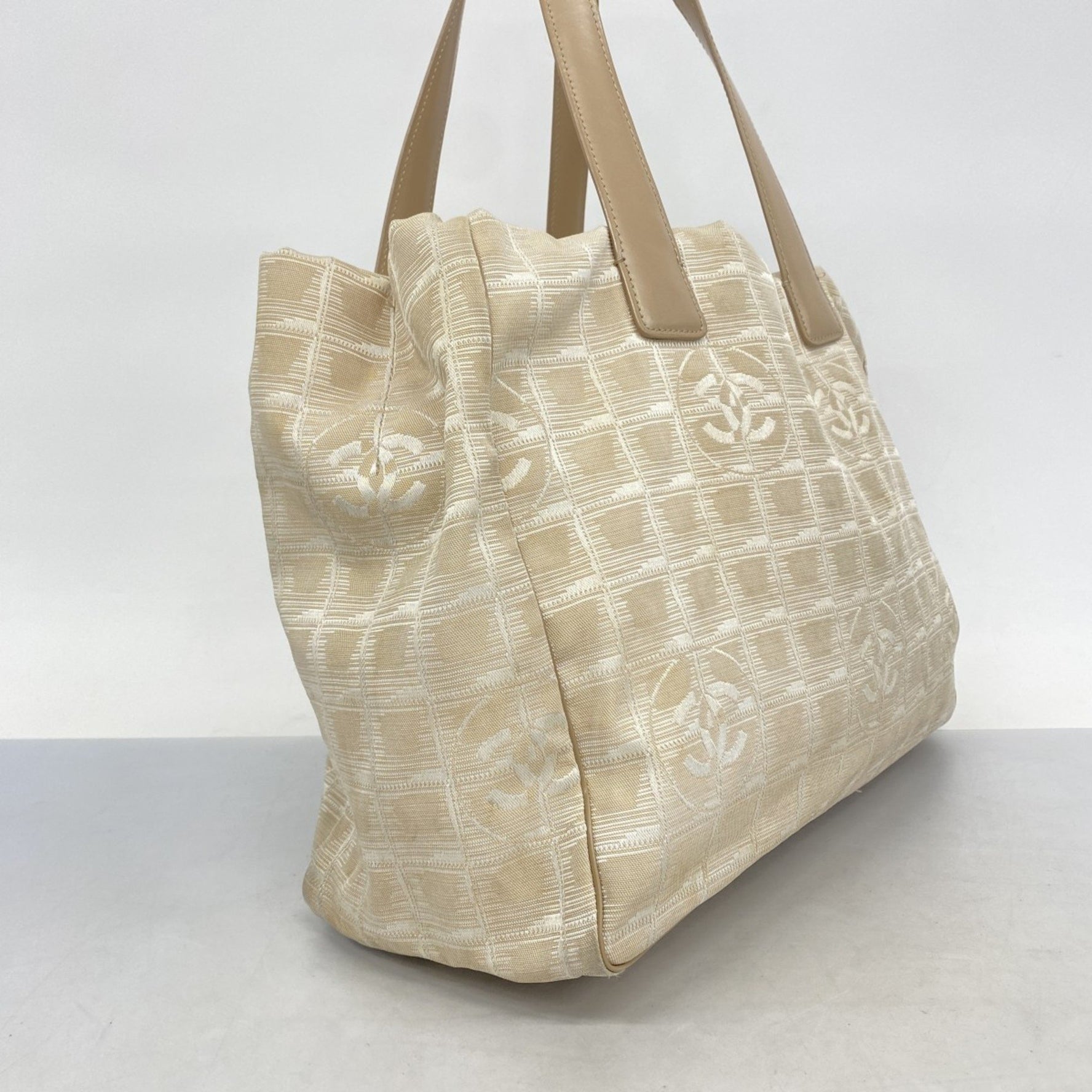 Chanel New Travel Tote Bag, Nylon, Beige, Silver