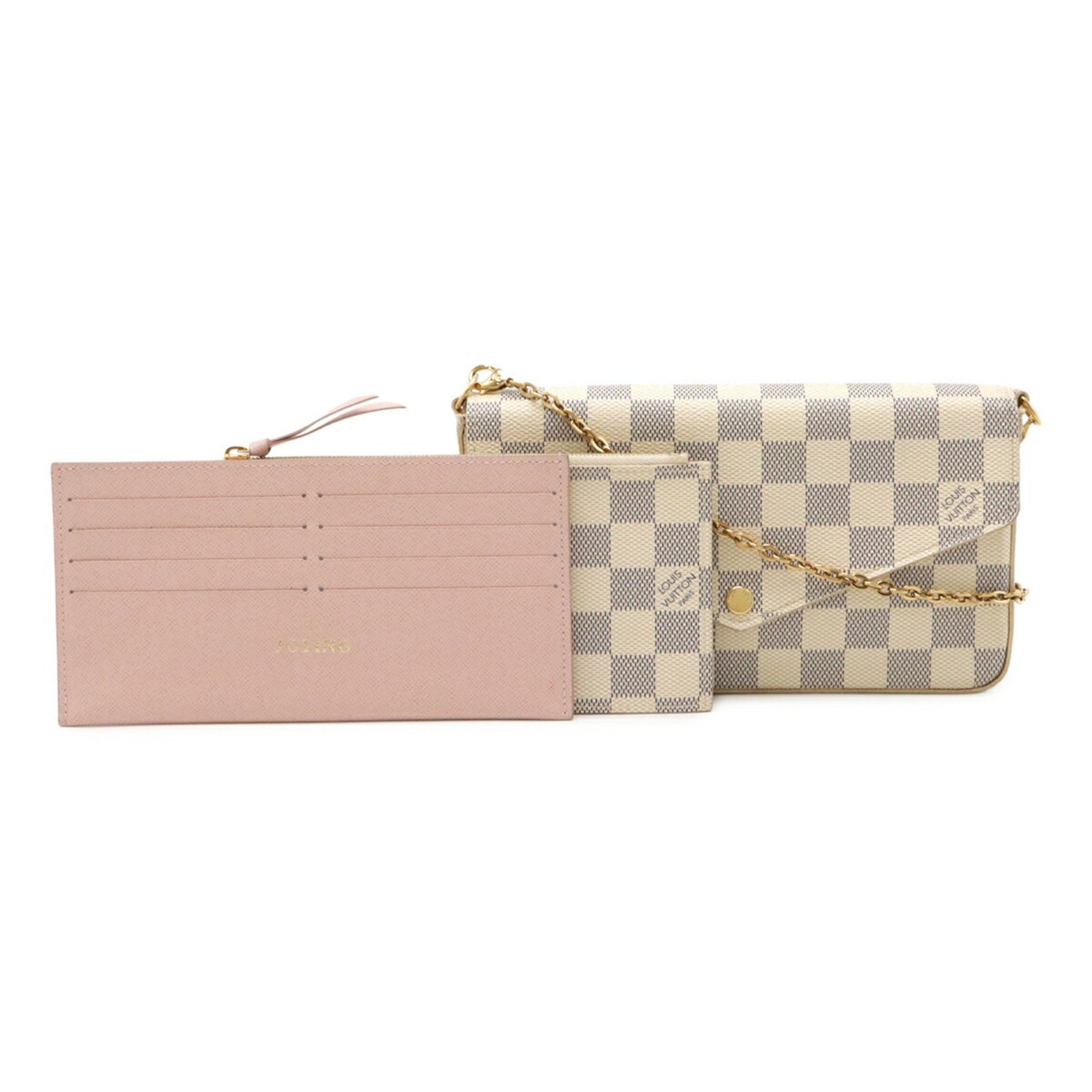 Louis Vuitton Damier Azur Pochette Felicie Shoulder Bag Chain Clutch