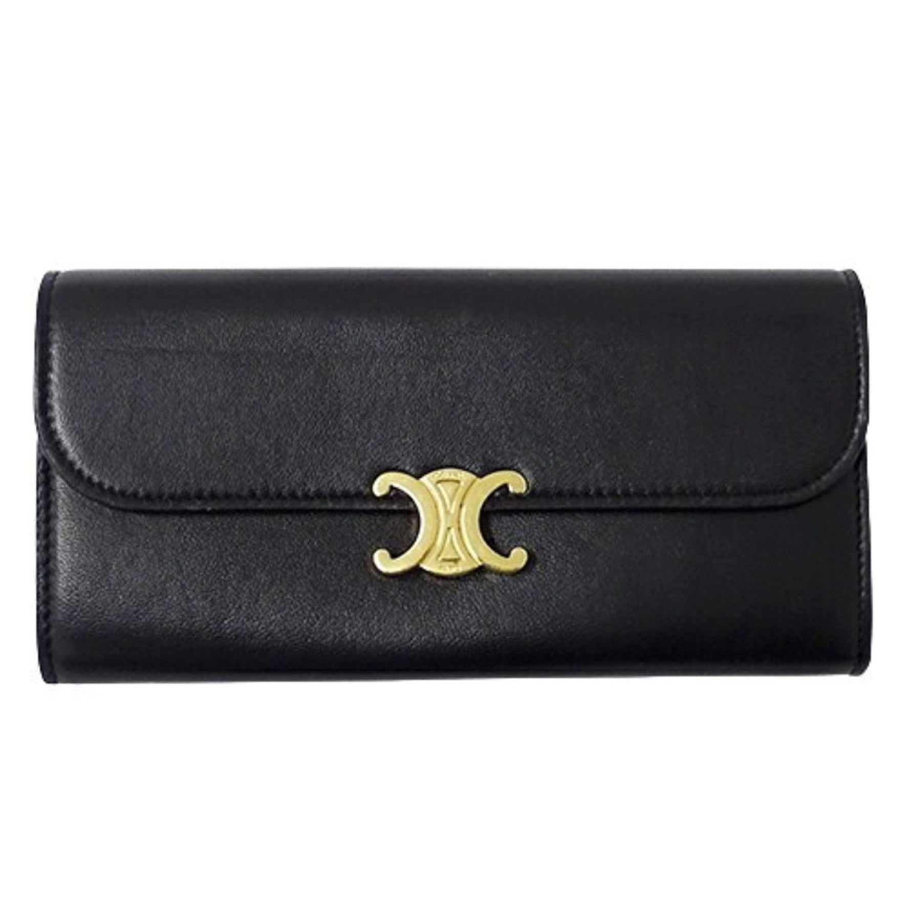 CELINE Women's Wallet Triomphe Leather Black