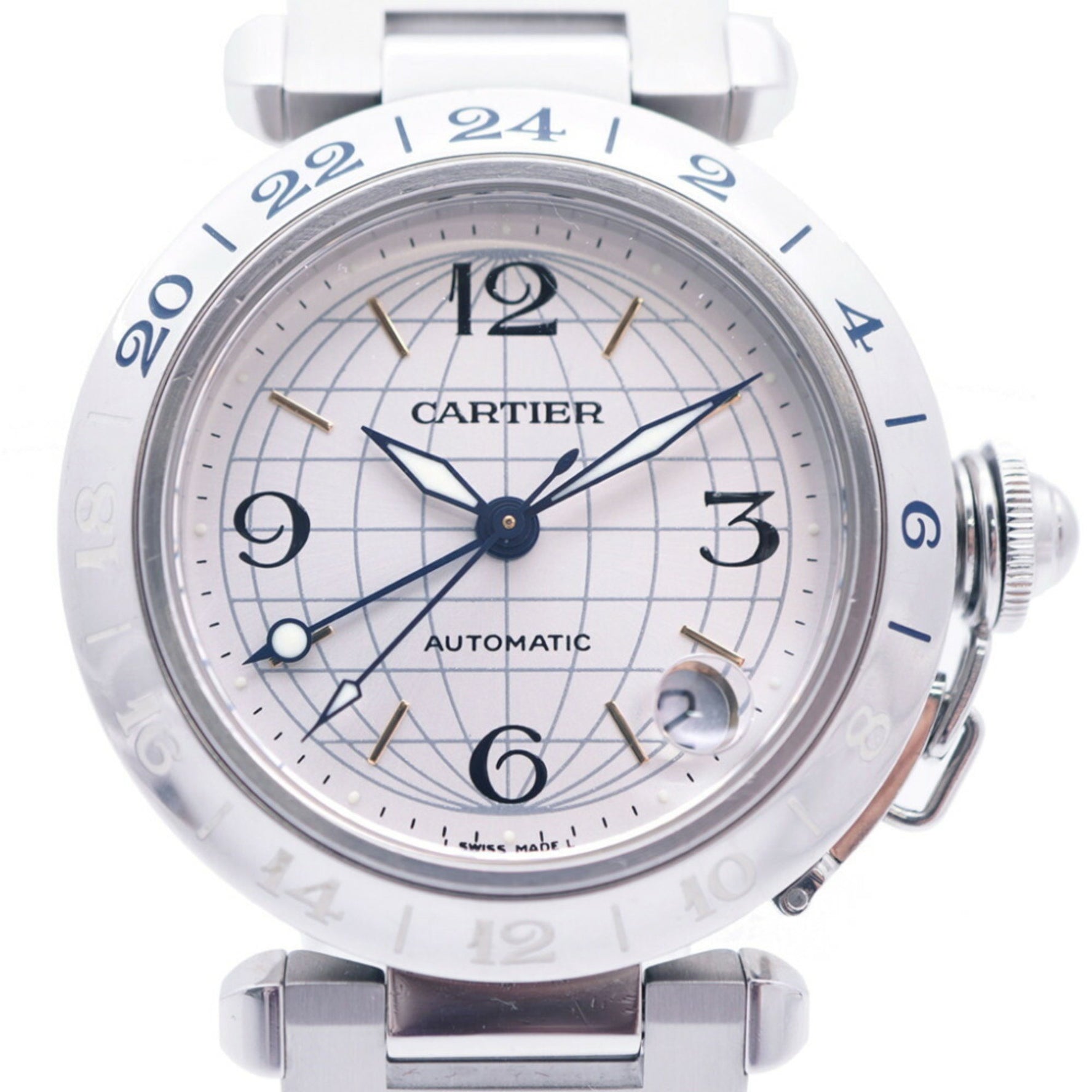 Cartier Pasha C Meridian Automatic Watch SS Silver Men's Unisex