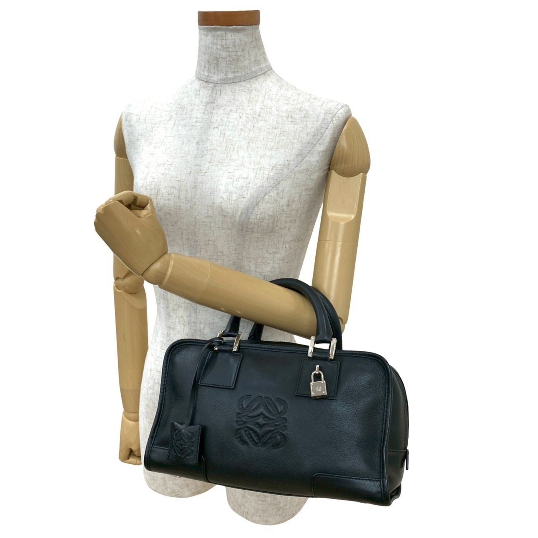 LOEWE Amazona 28 Anagram Logo Engraved Leather Handbag/Mini Boston Bag