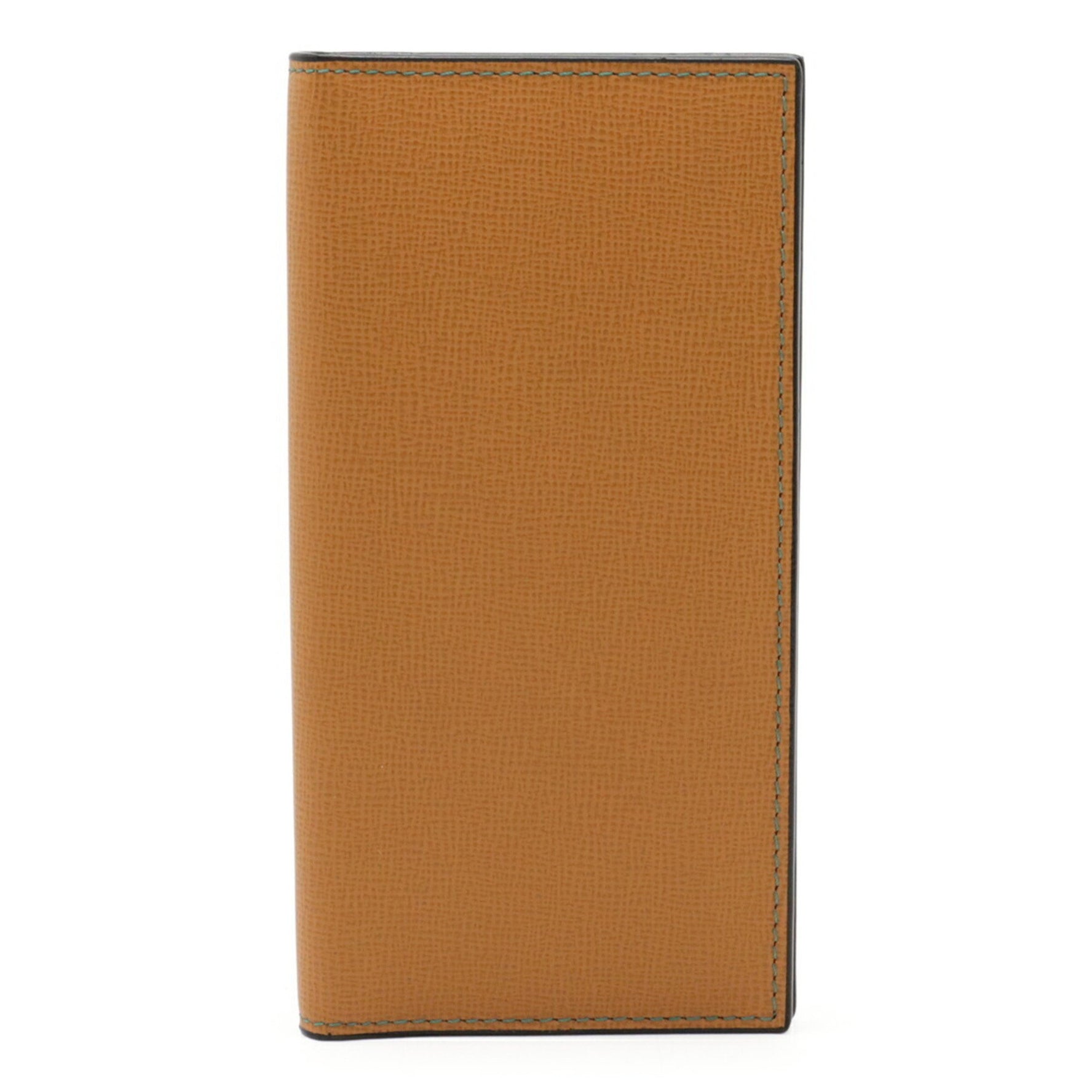 valextra Vertical 12 Card Bi-fold Long Wallet Leather Light Camel