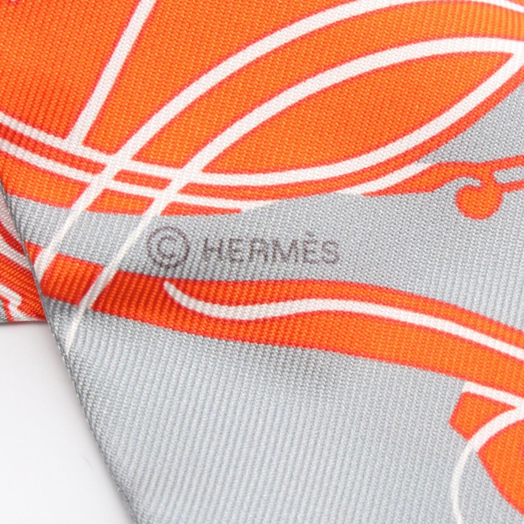 Hermes Hermès Twilly Ex-Libris Forever Silk Scarf in Orange, Gray, and Pink