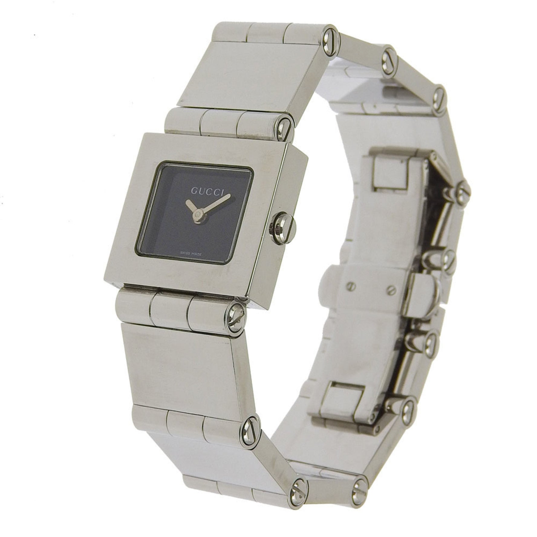 Gucci Watch Stainless Steel Quartz Analog Display Black Dial