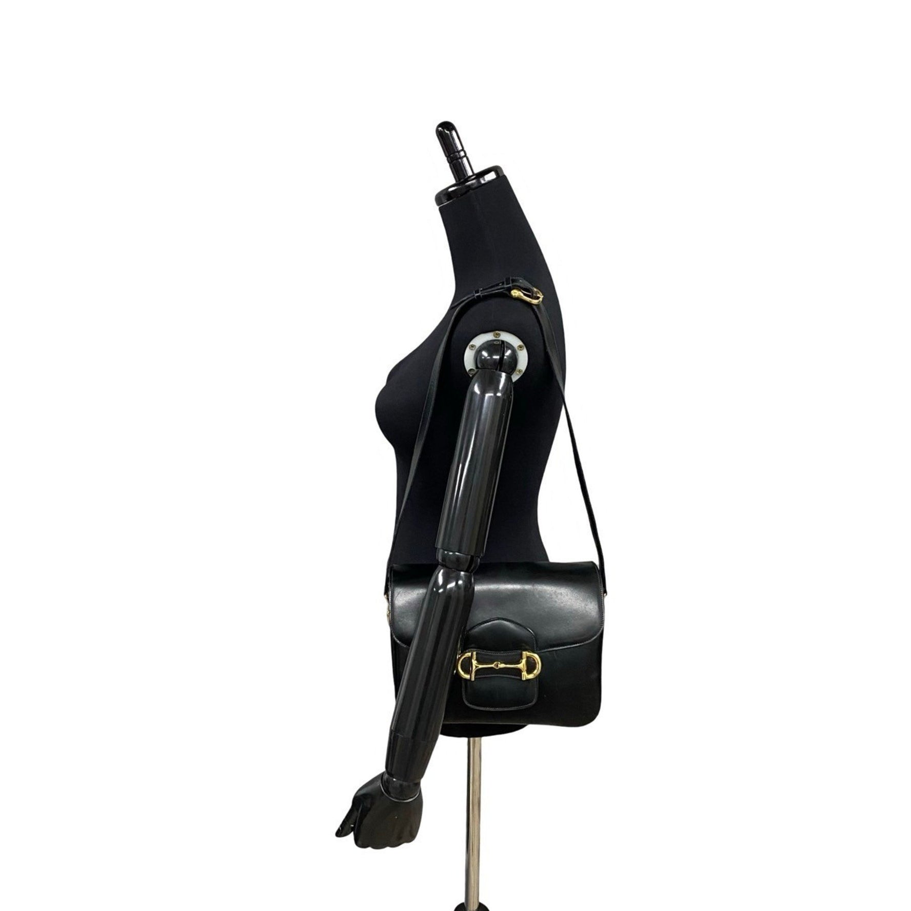 CELINE Horsebit hardware calfskin leather shoulder bag in