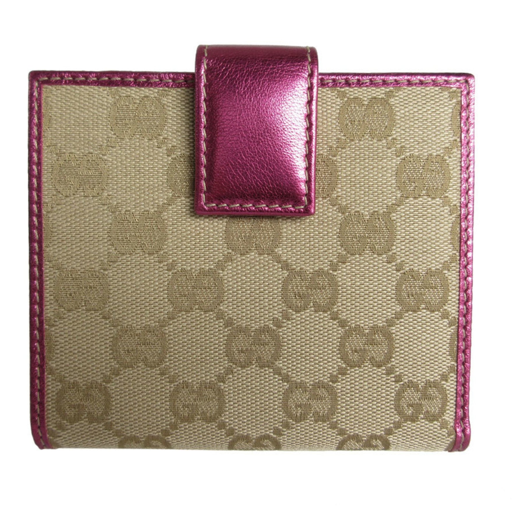 Gucci Bi-fold wallet GG canvas leather metallic magenta