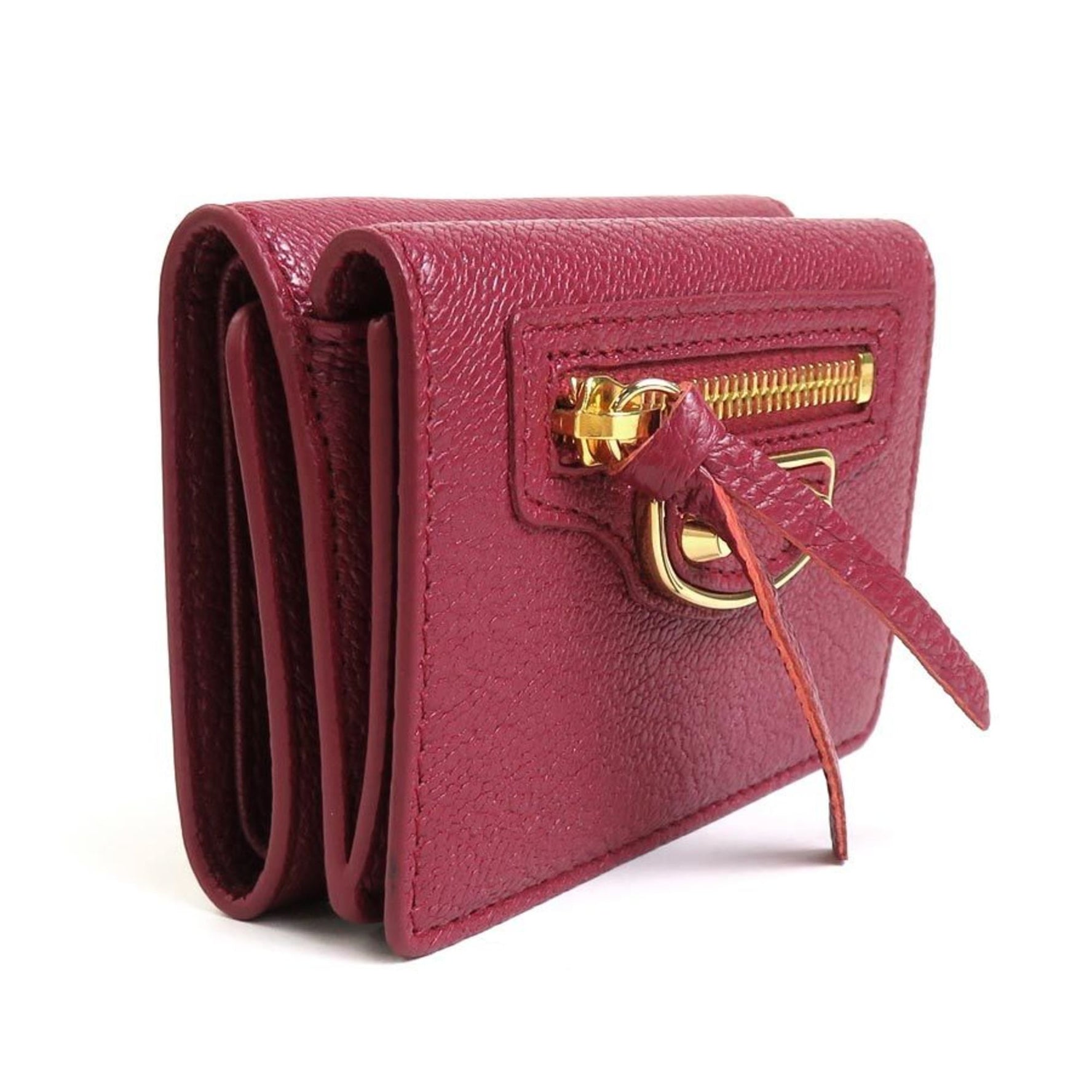 BALENCIAGA Trifold Wallet Leather Red