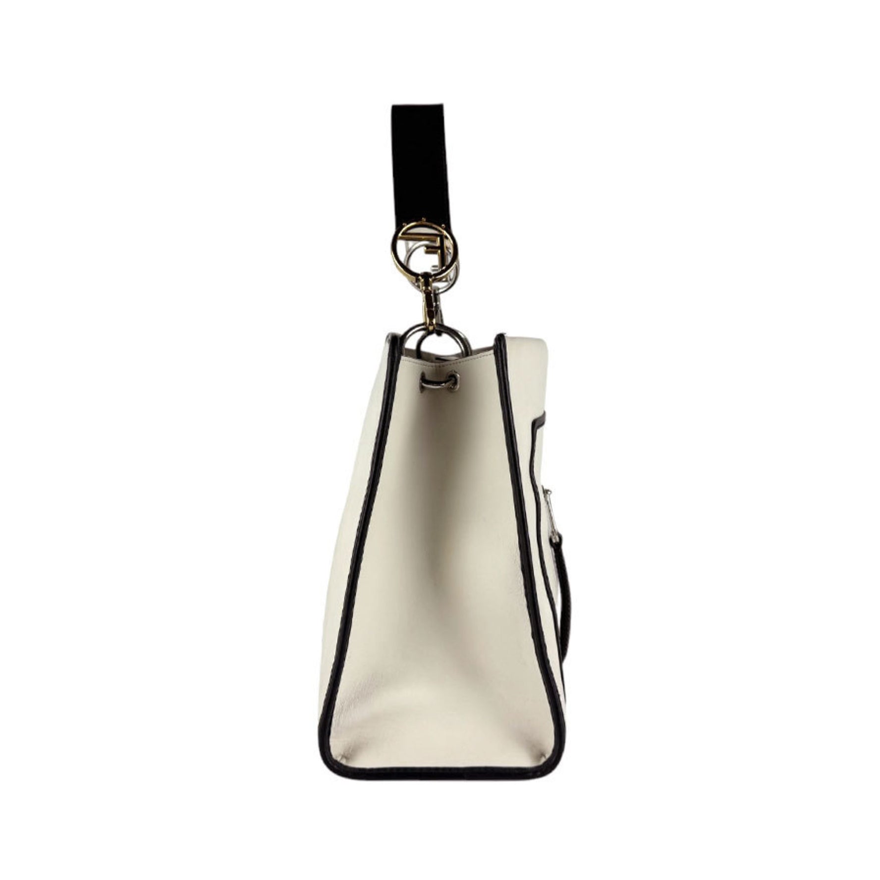 FENDI Handbag Shoulder Bag Runaway Leather Ivory x Black
