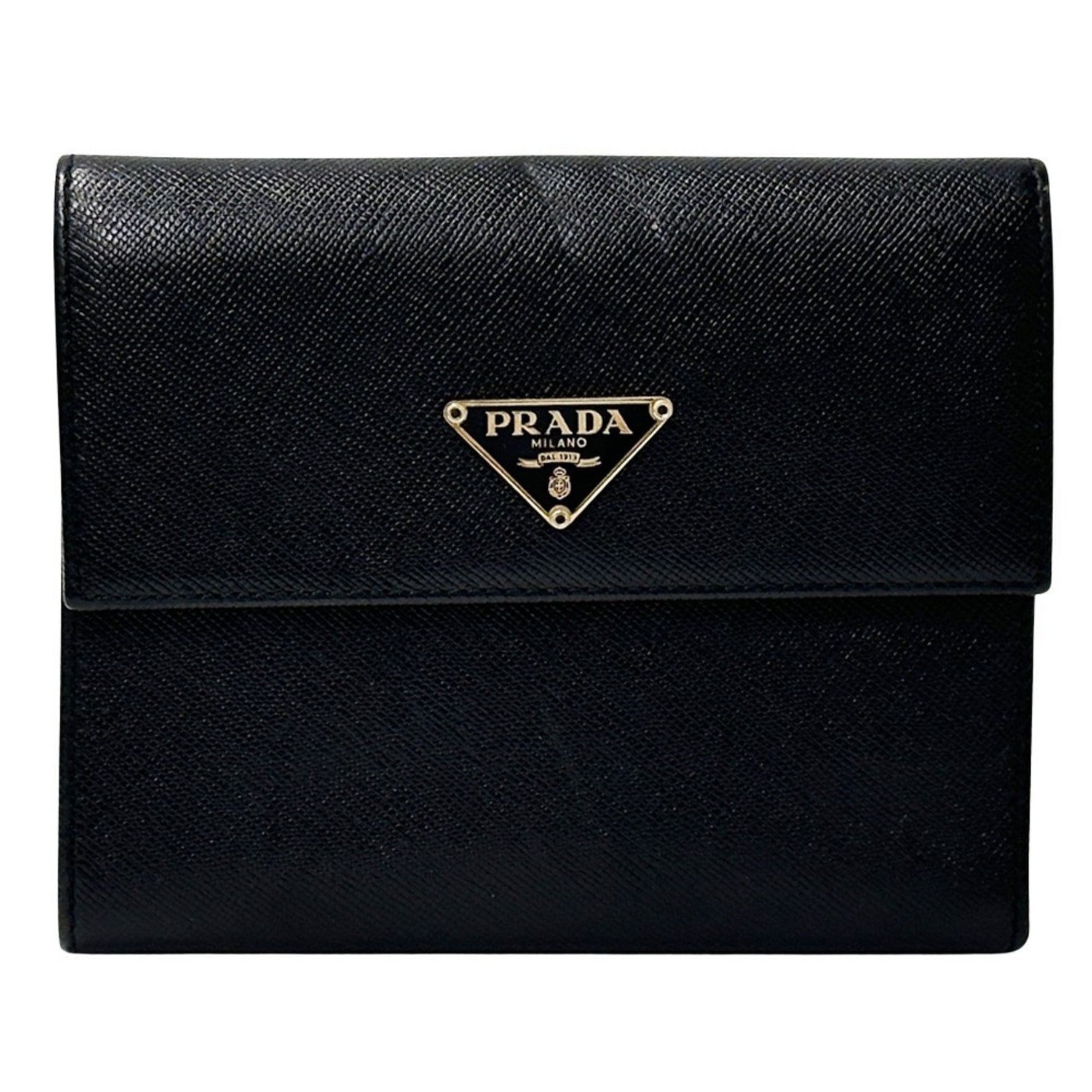 PRADA Tri-fold Wallet Saffiano Triangle Compact