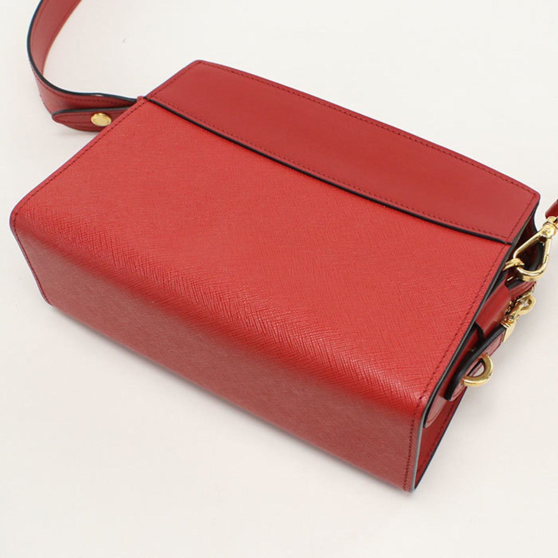 PRADA Crossbody Shoulder Bag Saffiano Leather Red