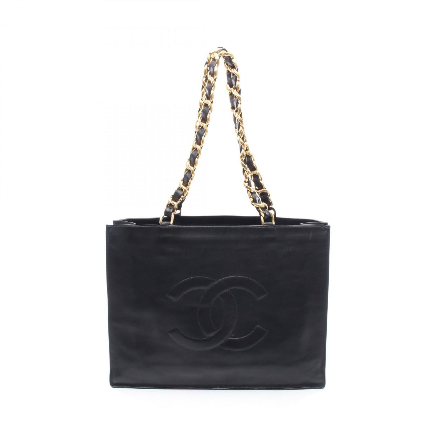 CHANEL Deka Coco Mark Tote Bag, Lambskin Leather