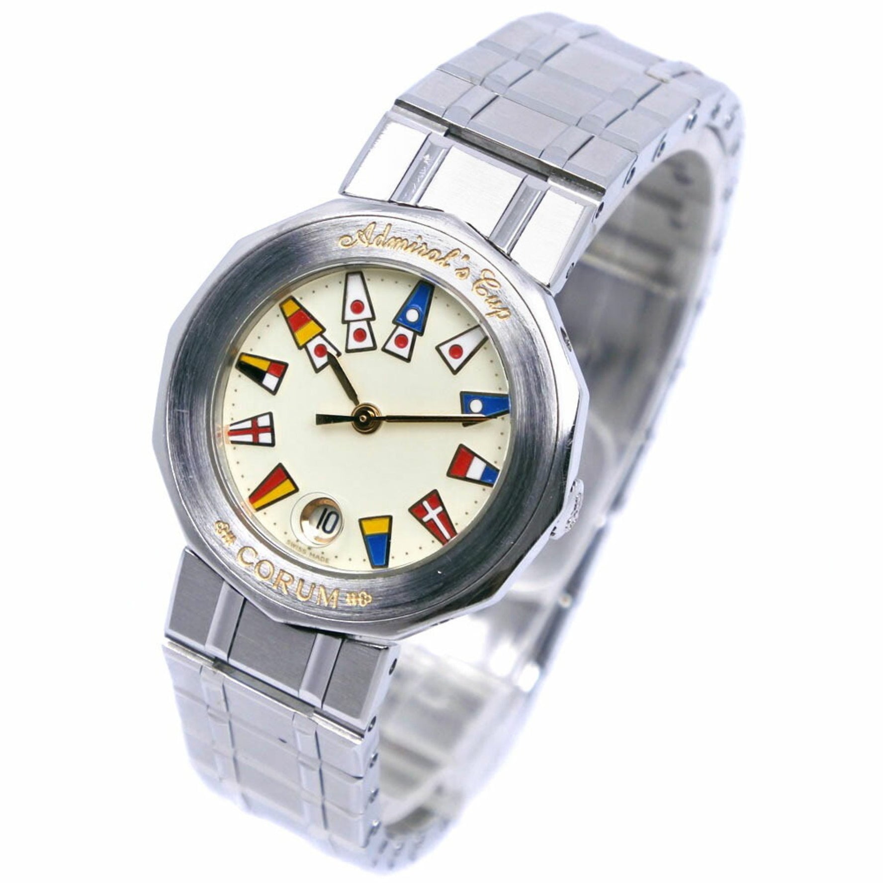 Corum Admiral's Cup Watch Stainless Steel Quartz Analog Display Ivory Dial Admirals Ladies