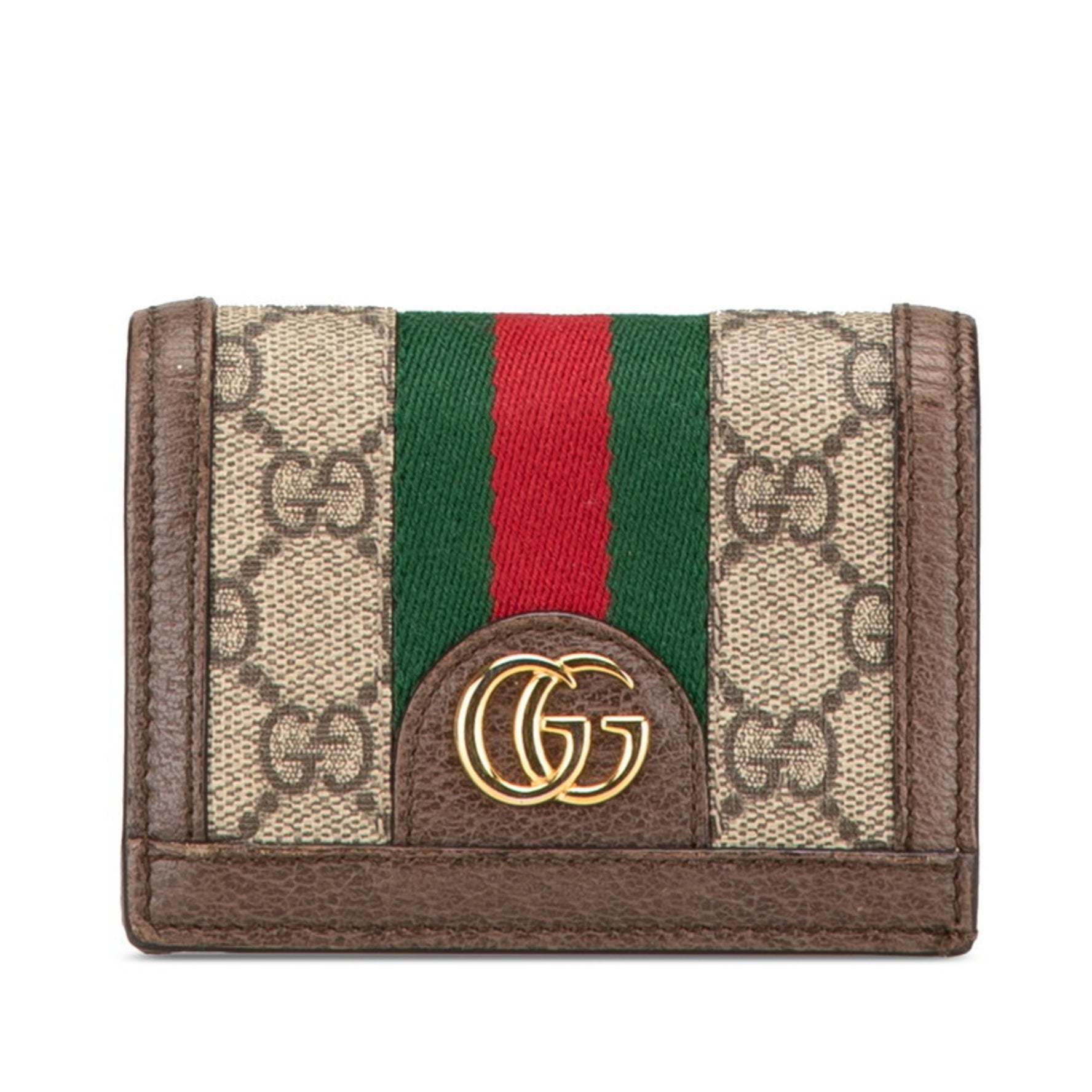 Gucci GG Marmont Offdia Bi-fold Compact Wallet Beige Multicolor Leather