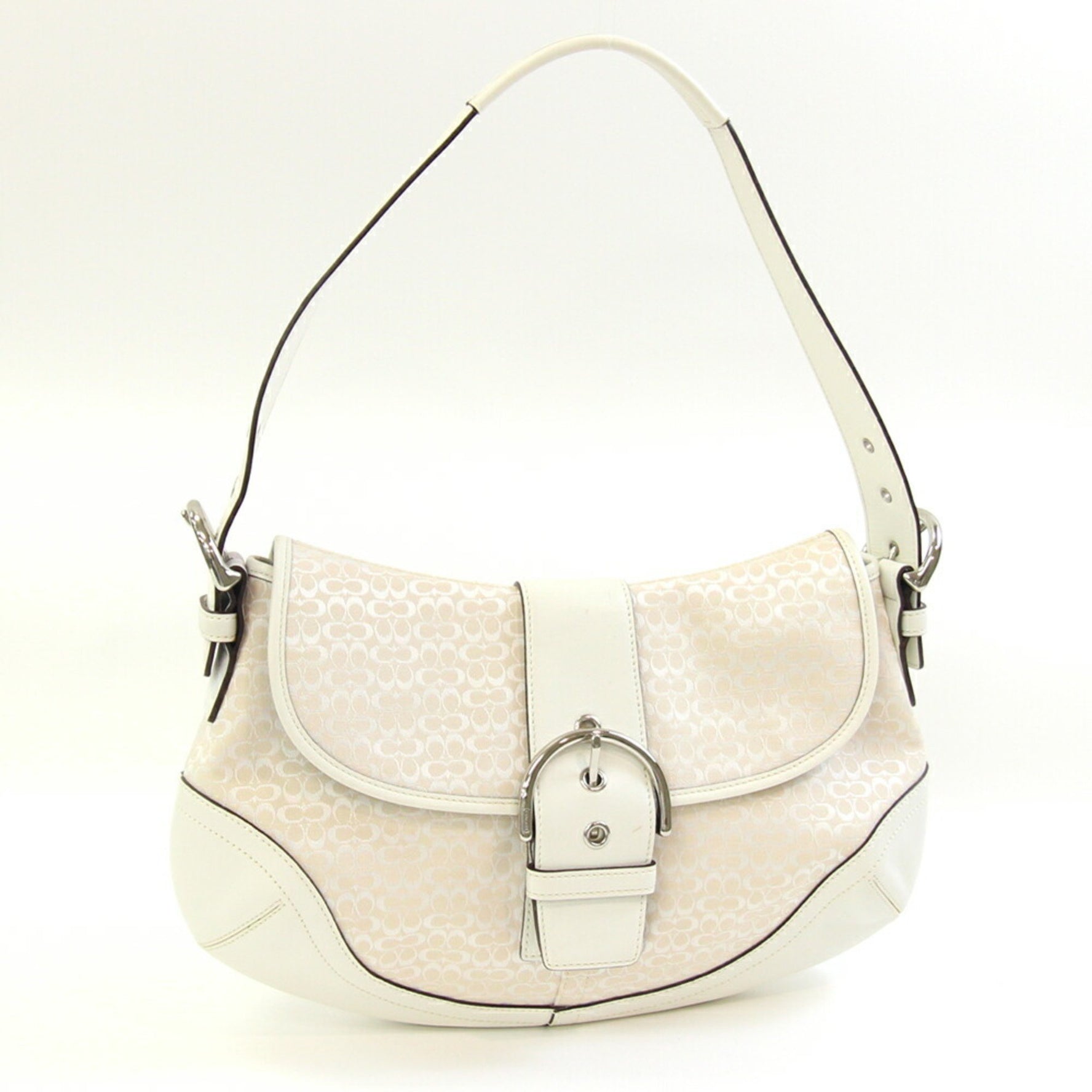 Coach Mini Signature Bag 6808 Light Beige Off-White Canvas Leather