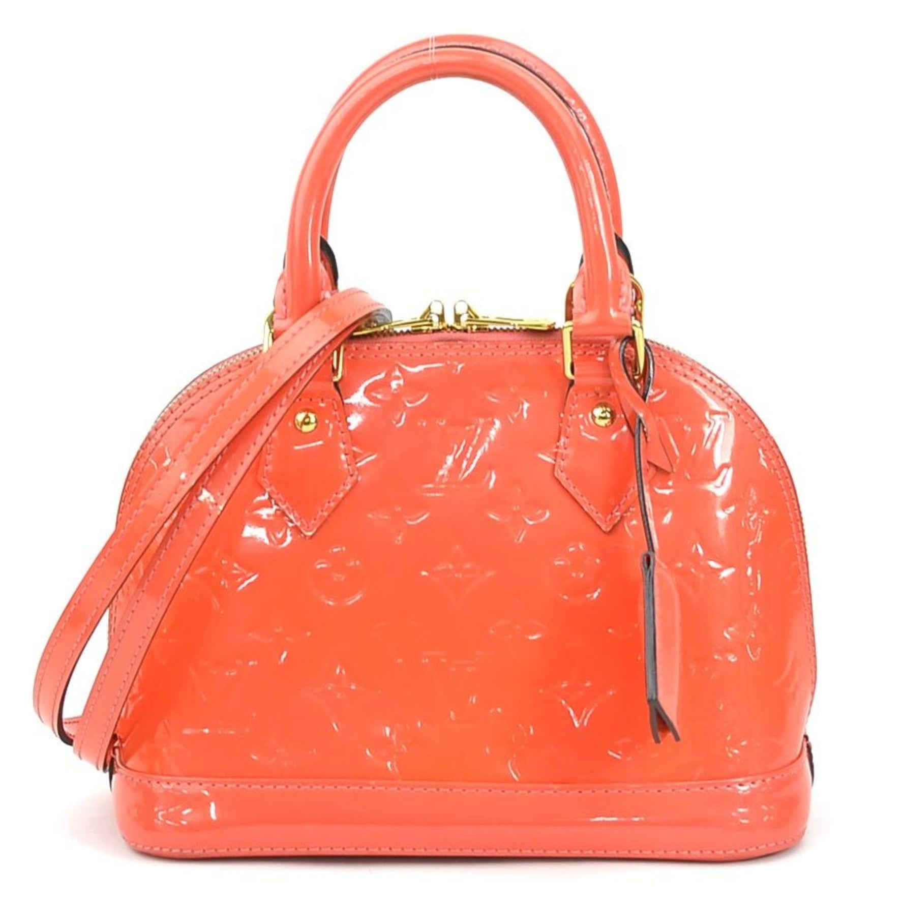 Louis Vuitton Handbag Shoulder Bag Monogram Vernis Alma BB Patent Leather Orange Pink Gold