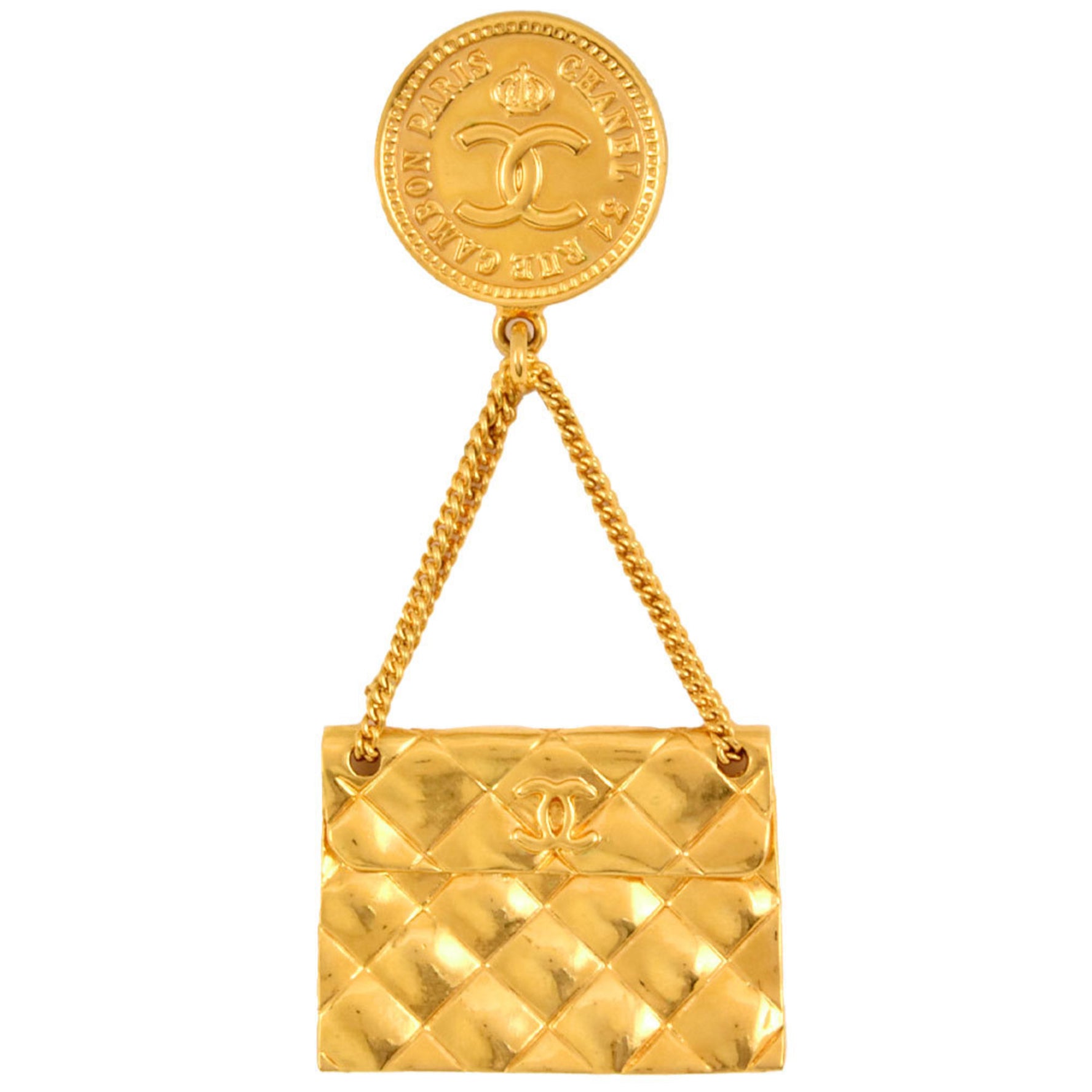 CHANEL Coco Mark Matelasse Cambon Brooch Metal GP Swing