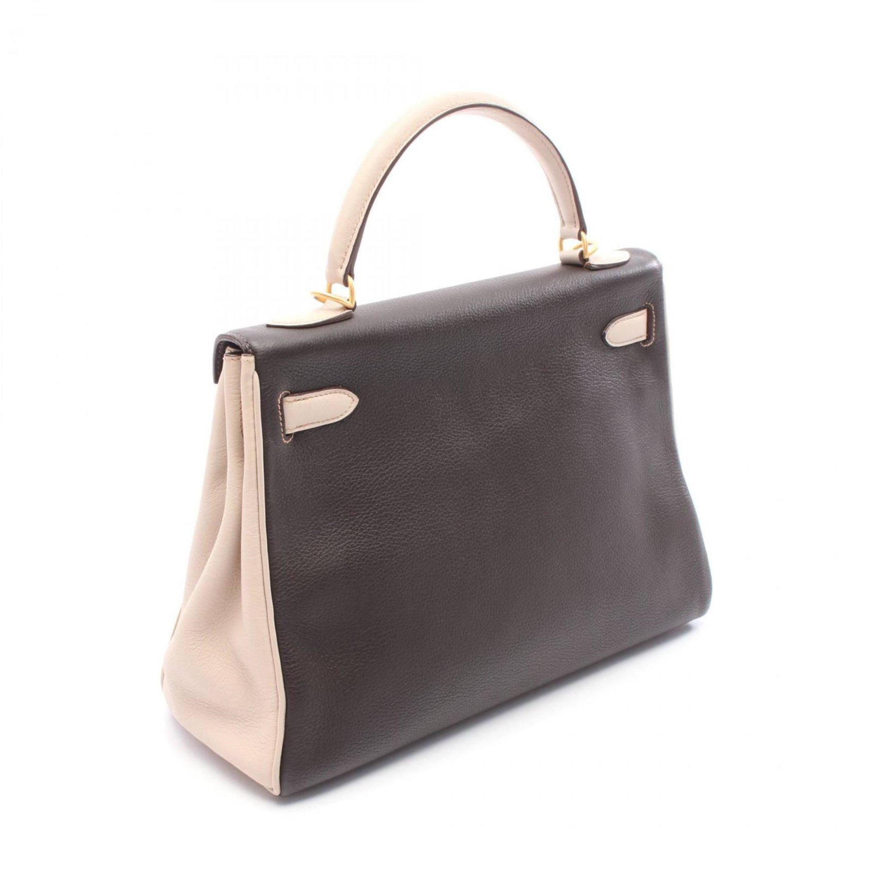 Hermes Hermès Kelly 32 Tricolore, Argile, Tabac Camel, Chocolate, Taurillon Clemence Leather Handbag, Women's, Ivory, Brown