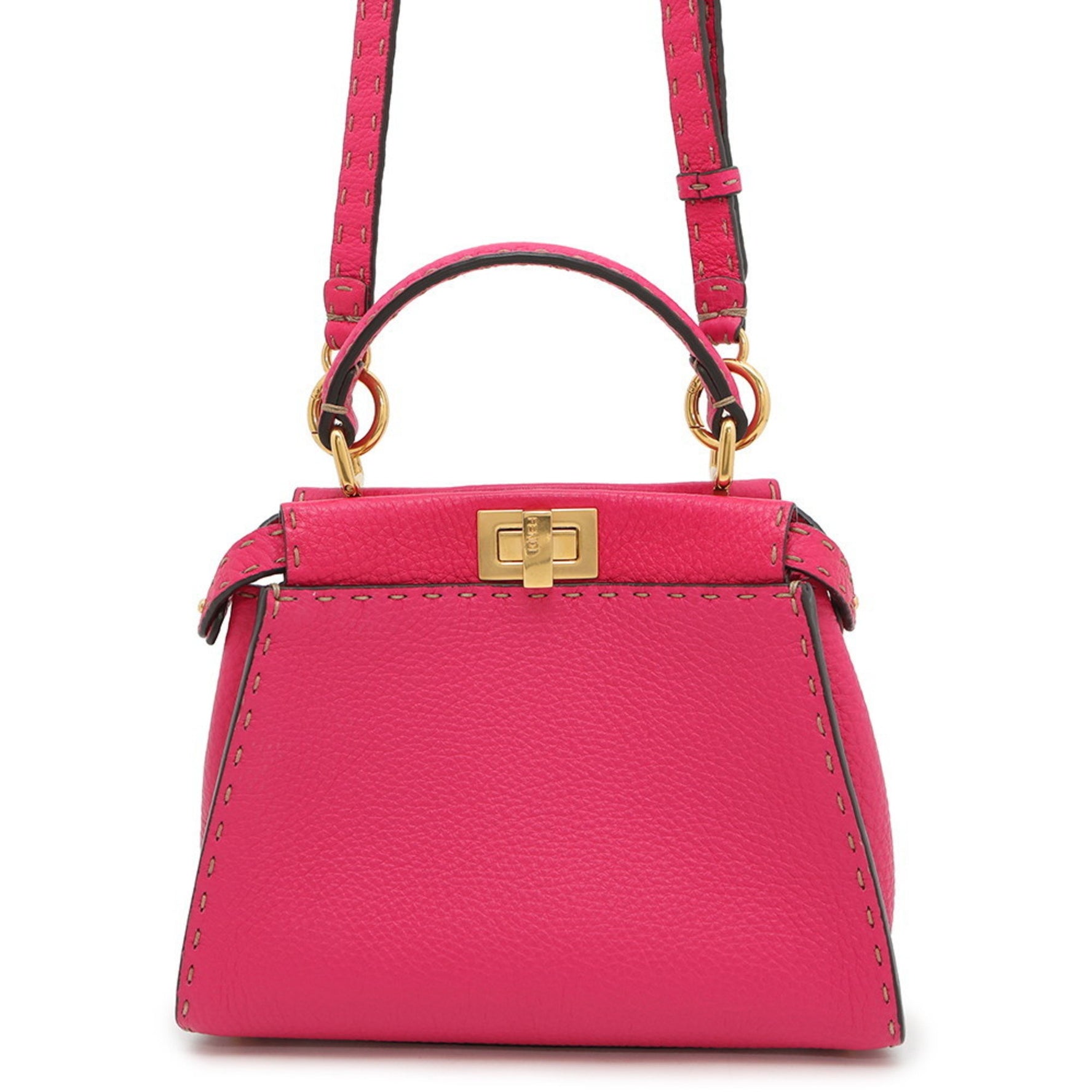 Fendi Selleria Peekaboo Mini Leather Handbag Shoulder Bag