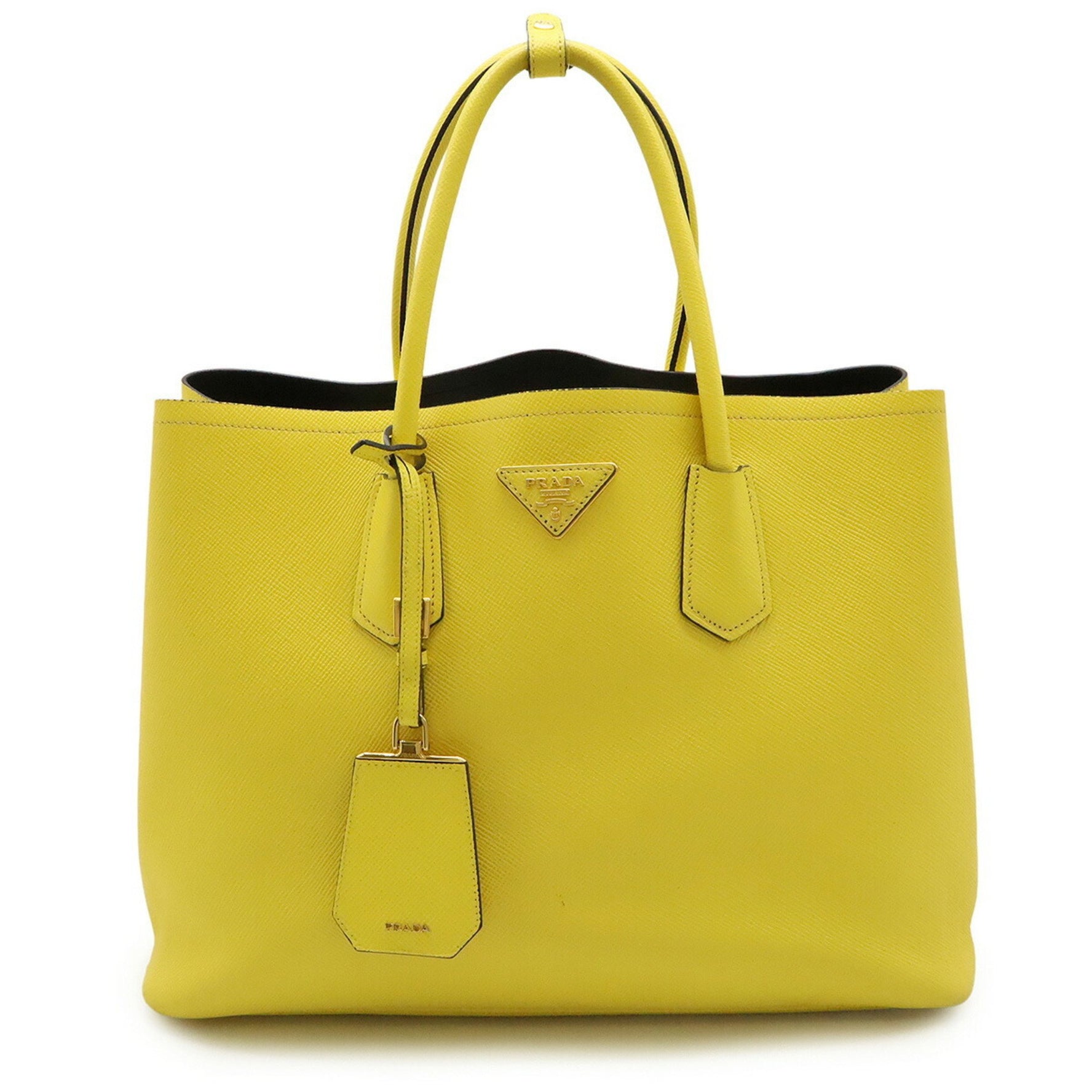 PRADA Triangle Double Bag Tote Handbag Saffiano Leather