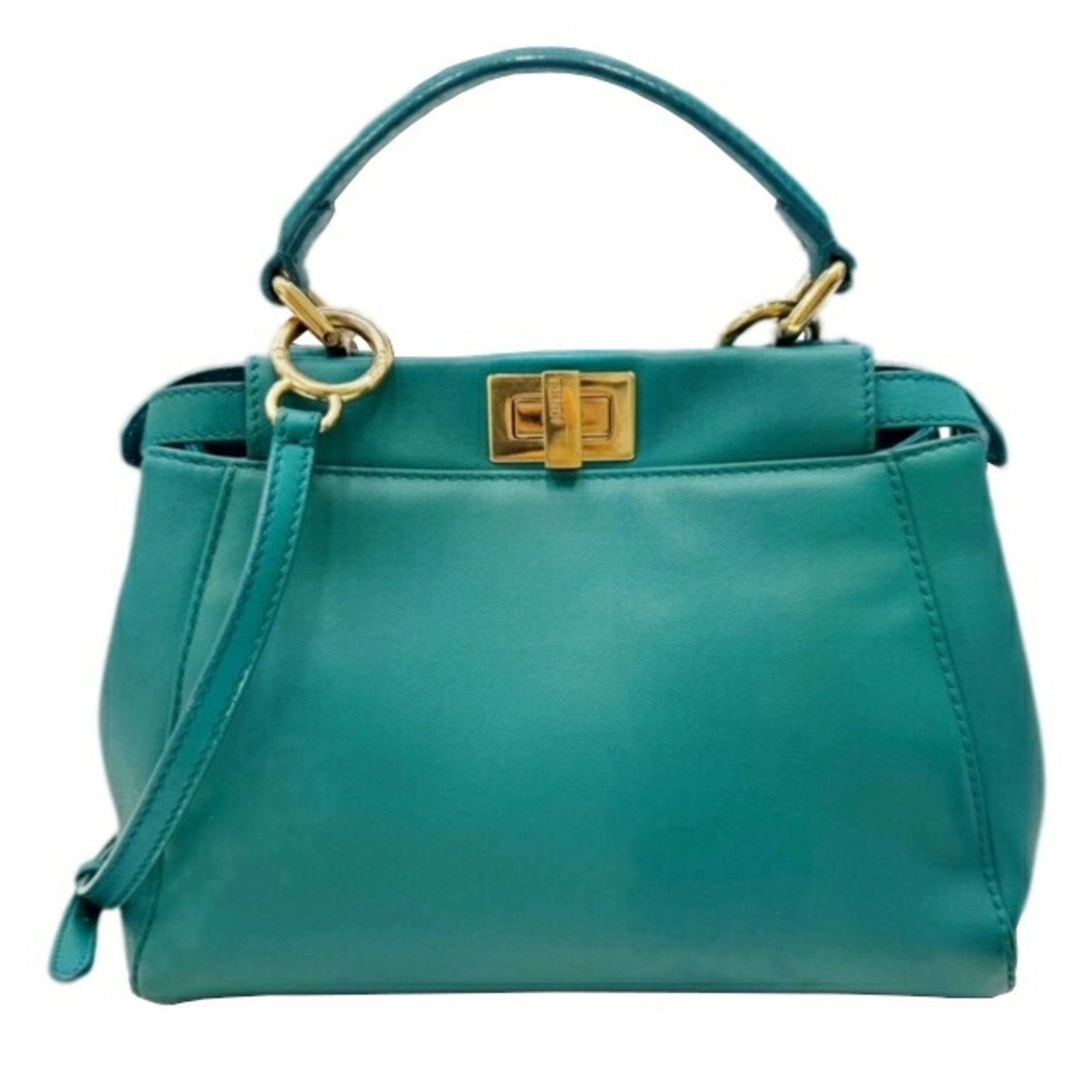 FENDI Peekaboo Leather Shoulder Bag Handbag Ladies