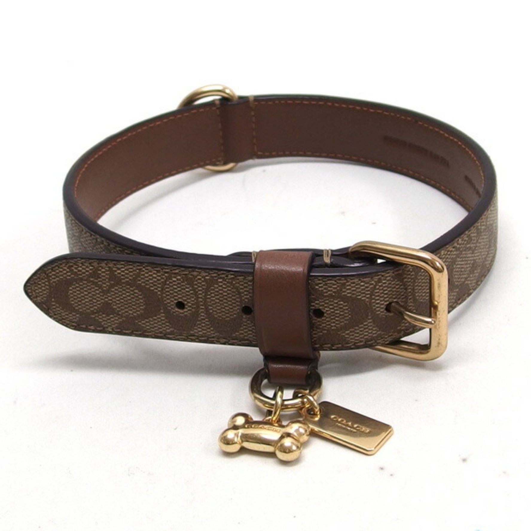 Coach Signature Pet Choker Beige x Brown