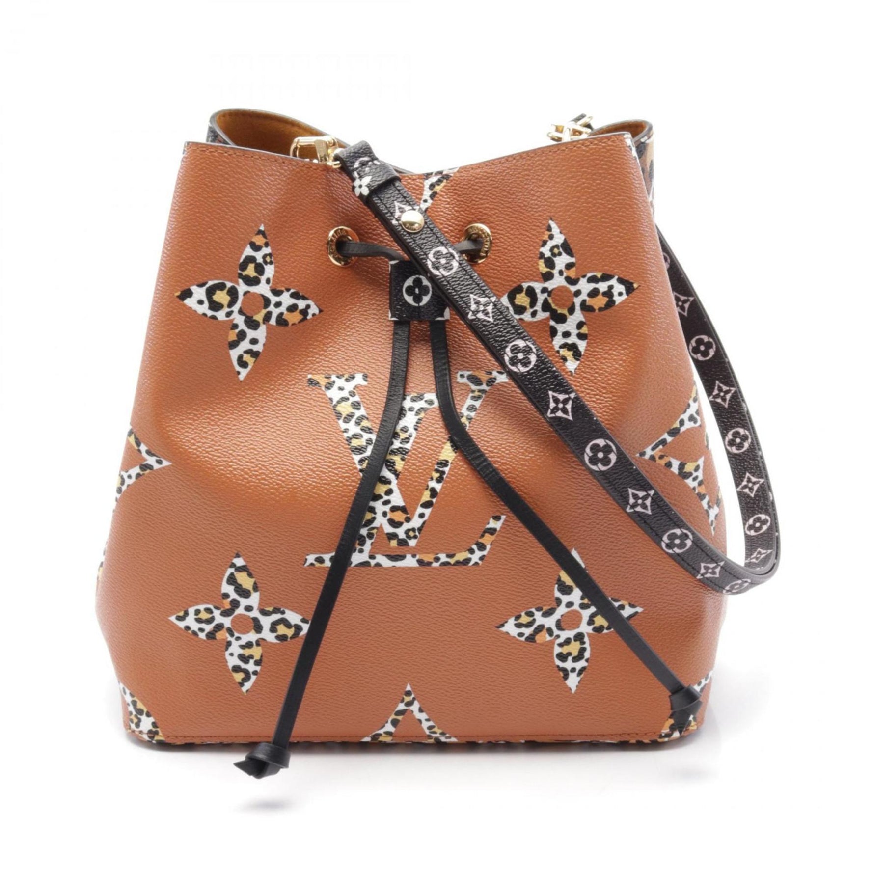 Louis Vuitton NeoNoe Monogram Giant LV Jungle Shoulder Bag Coated Canvas Leather Brown Black Multicolor
