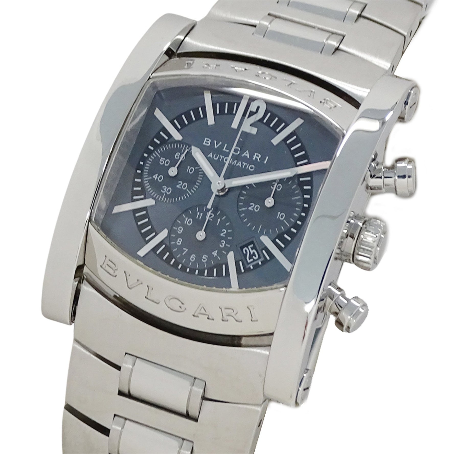 Bvlgari Assioma Chronograph Automatic Watch, Stainless Steel, Silver/Navy, Polished