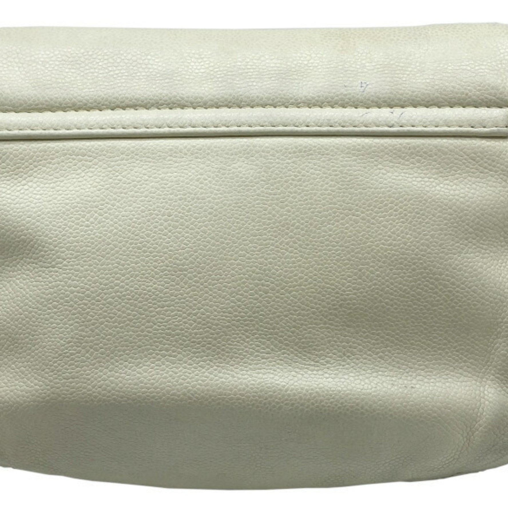 CHANEL Coco Mark Half Moon Chain Shoulder Bag Caviar Skin Off-White