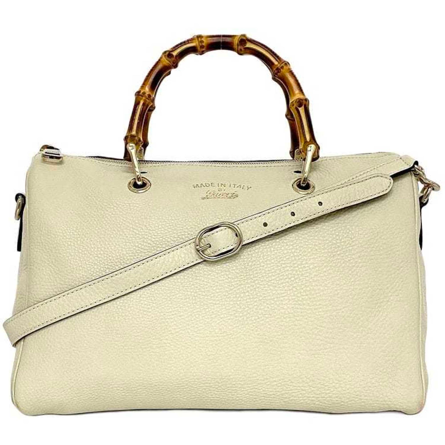 Gucci Boston bag Bamboo Handbag Shoulder Leather Ladies