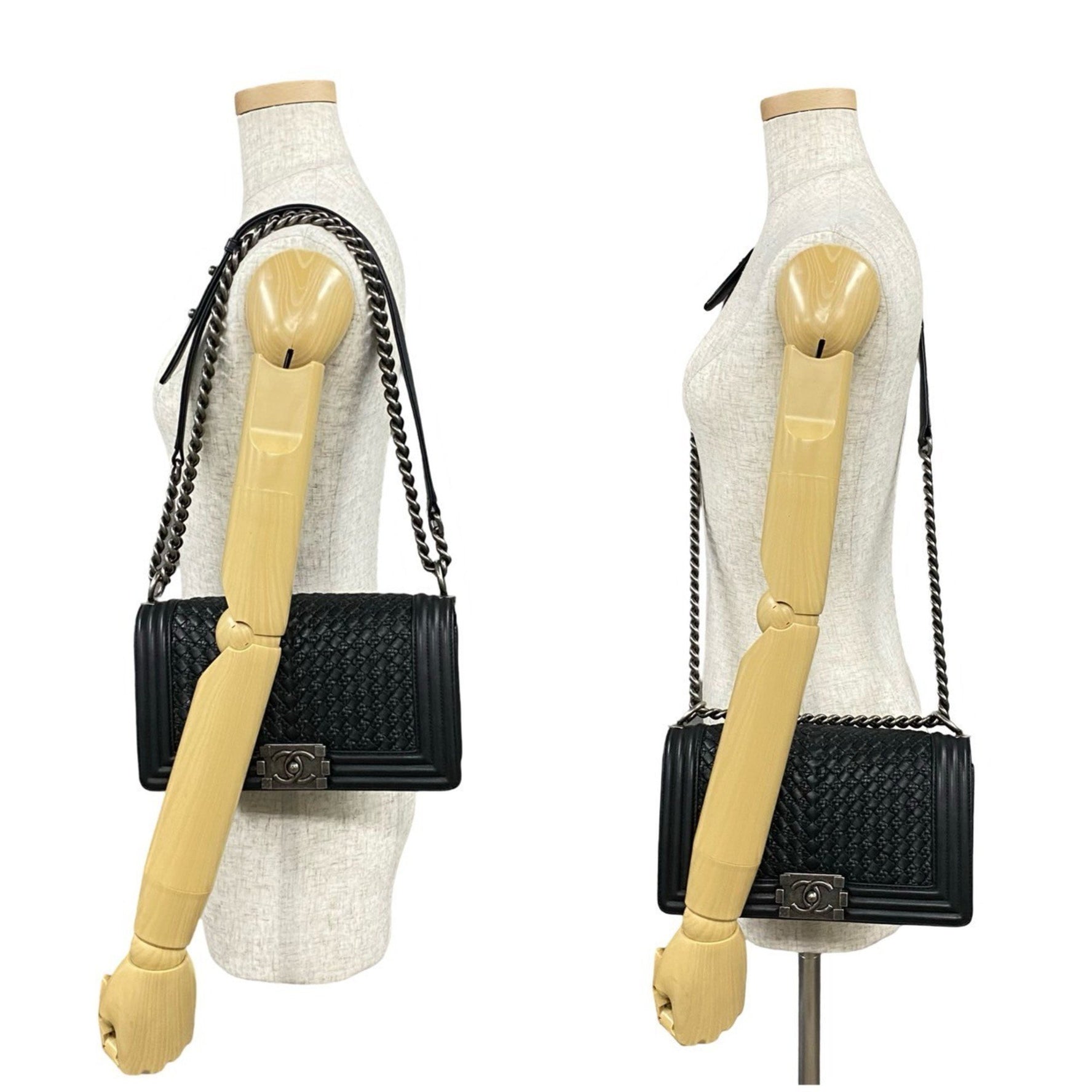 CHANEL Boy Coco Mark Lambskin Genuine Leather Chain Shoulder Bag