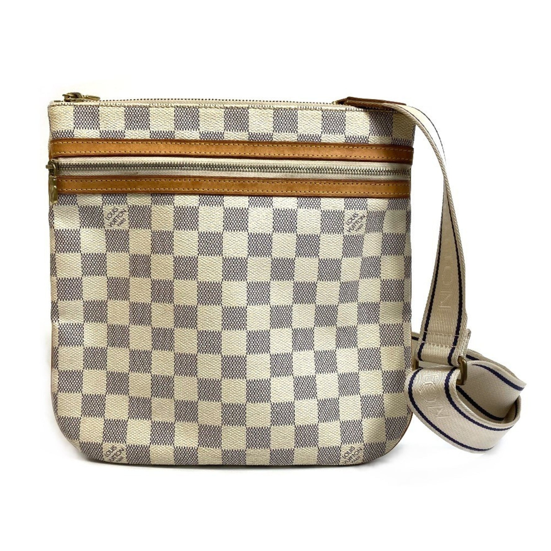Louis Vuitton Damier Azur Pochette Bosphore Crossbody Shoulder Bag in Canvas, Azure White