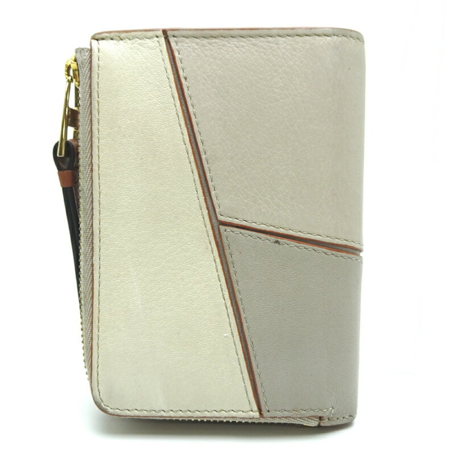 LOEWE PUZZLE Compact Wallet Bi-fold Leather Greige
