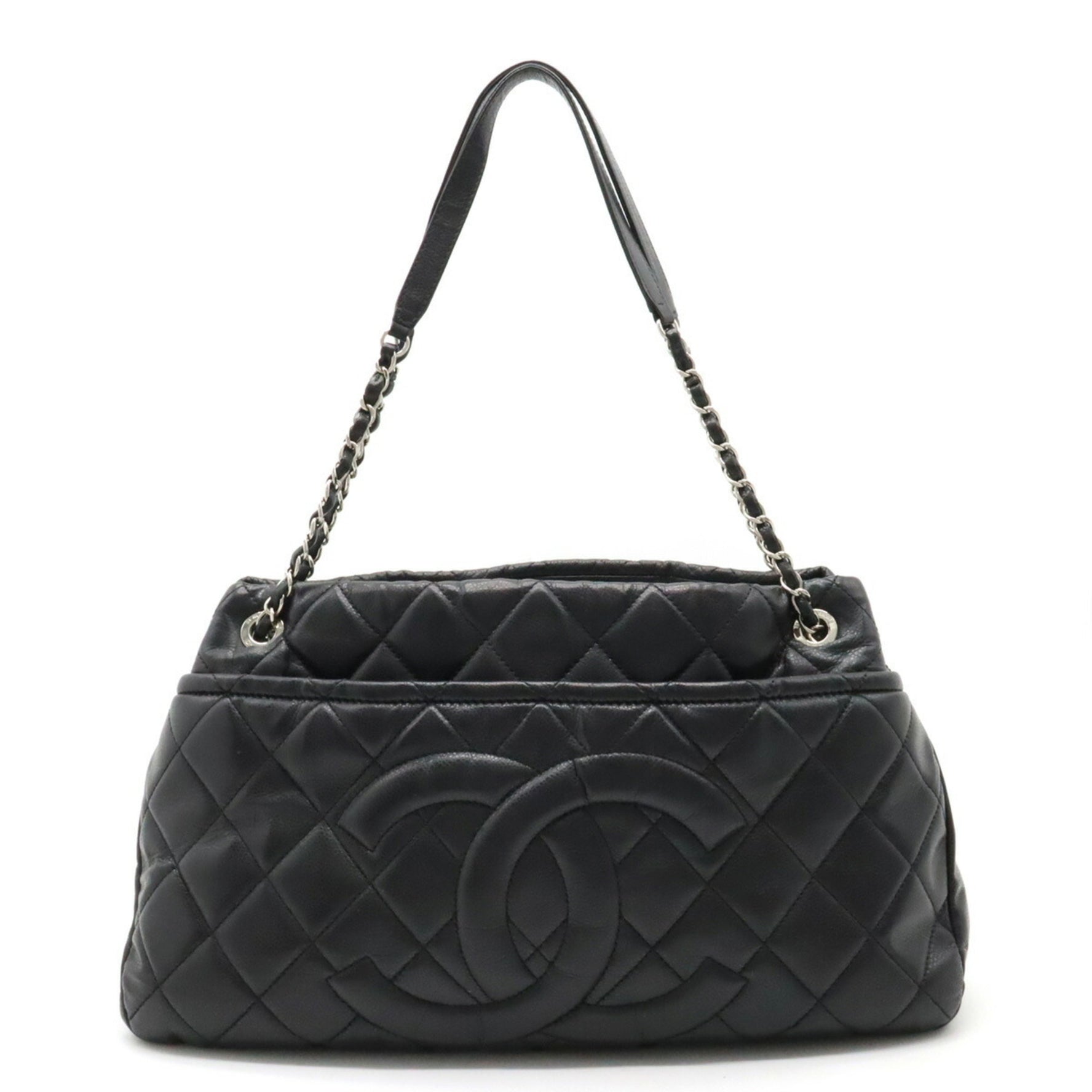 CHANEL Matelasse Coco Mark Chain Tote Bag Shoulder Caviar Skin Leather
