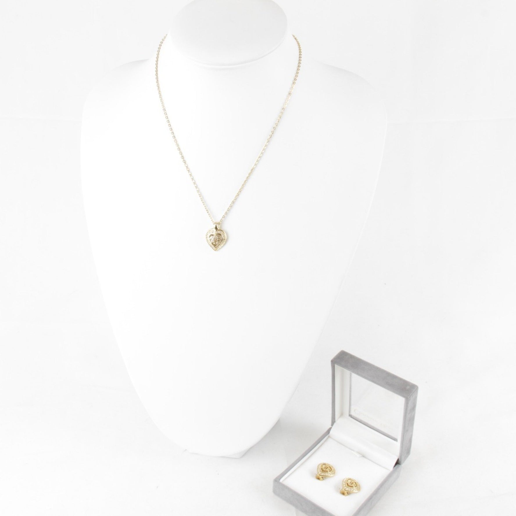 Christian Dior Necklace (detachable parts) + Earrings Set Metal