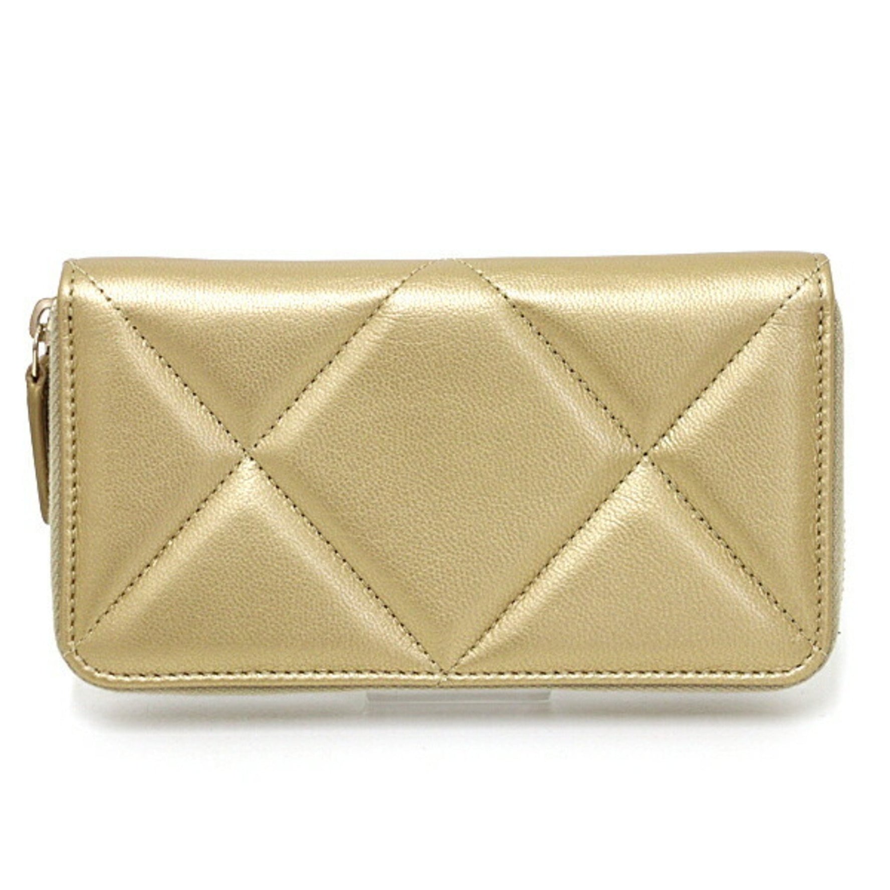 CHANEL 19 Small Zip Wallet Lambskin Quilted Coco Mark