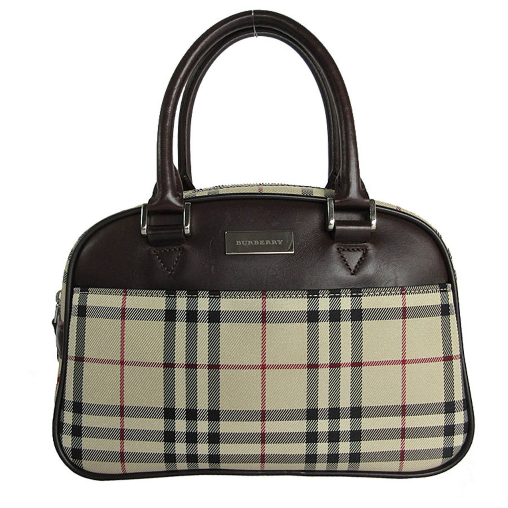 Burberry handbag canvas and leather in beige, brown, silver