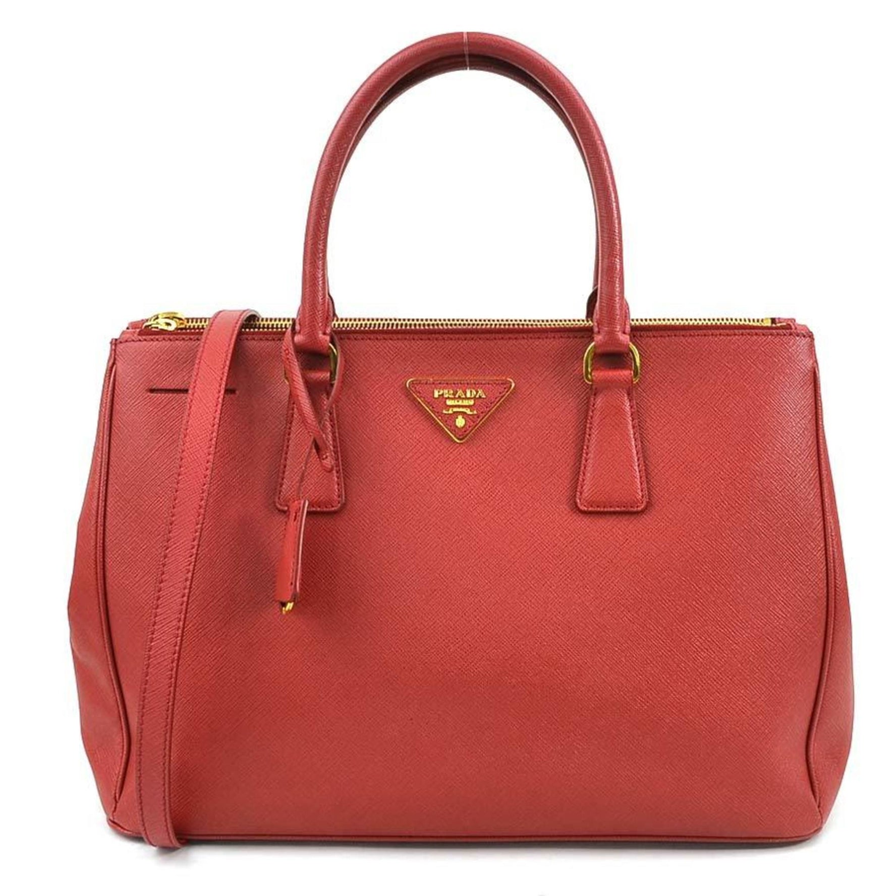PRADA handbag shoulder bag leather red ladies