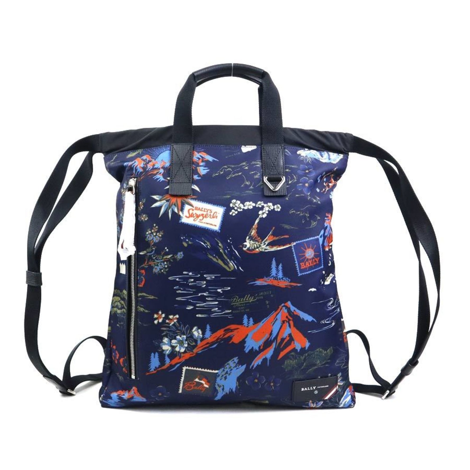 BALLY Backpack Nylon Navy x Black Men's