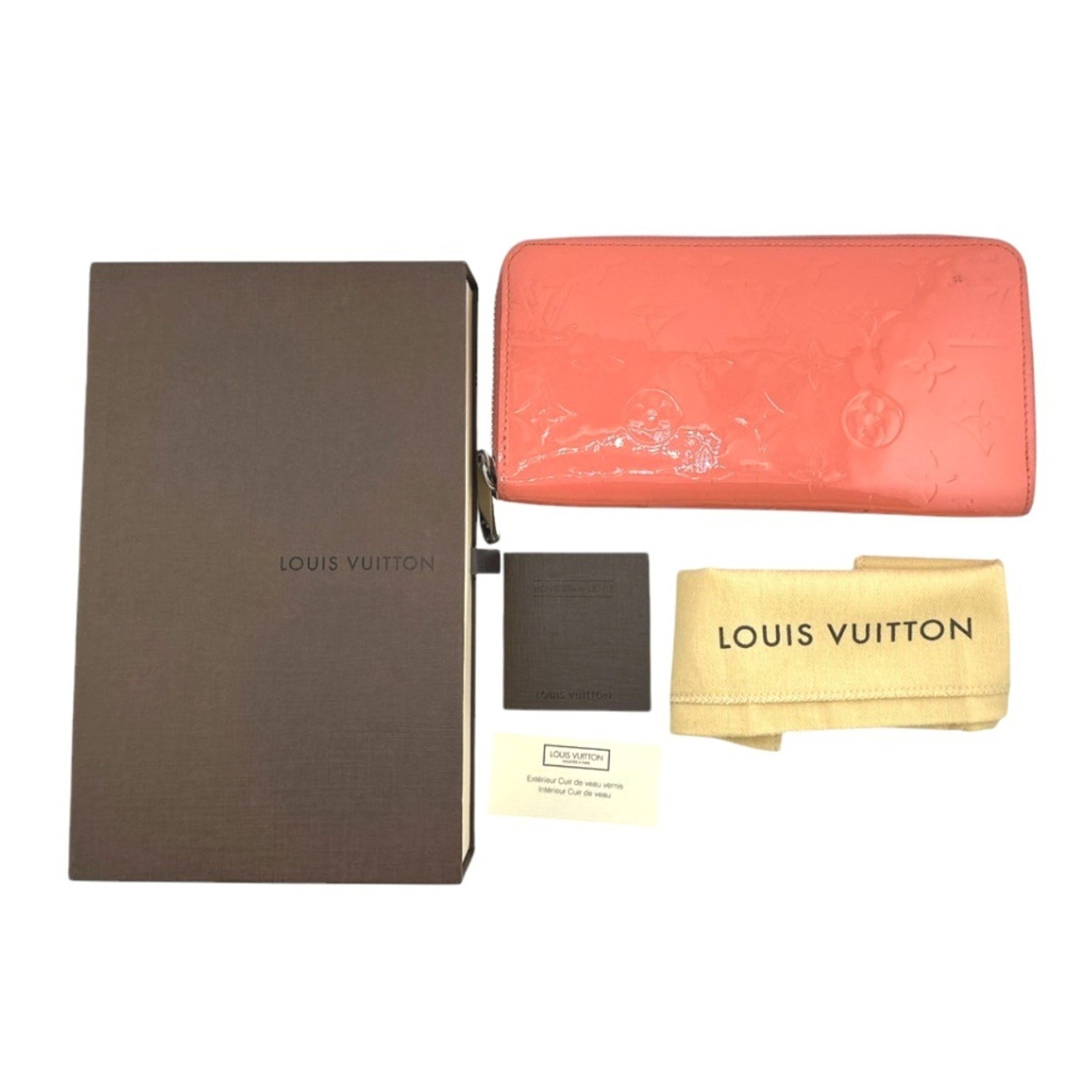 Louis Vuitton Long Wallet Round Zipper Vernis Zippy Monogram Rose Rich