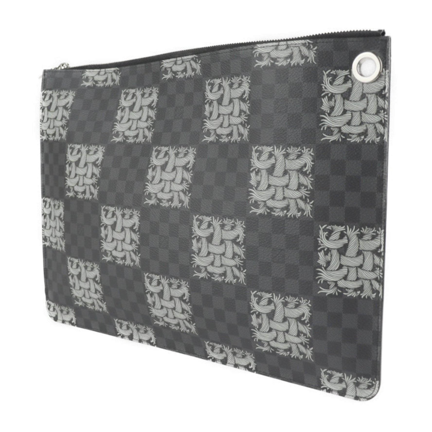 Louis Vuitton Pochette Joule GM Christopher Nemes Second Bag Damier Graphite Canvas Leather Black Gray Clutch Handbag