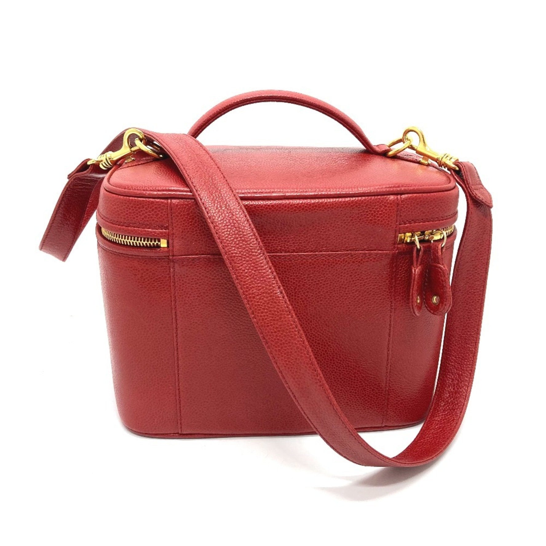CHANEL CC Coco Mark Vanity Bag, Handbag, Shoulder Caviar Skin, Red