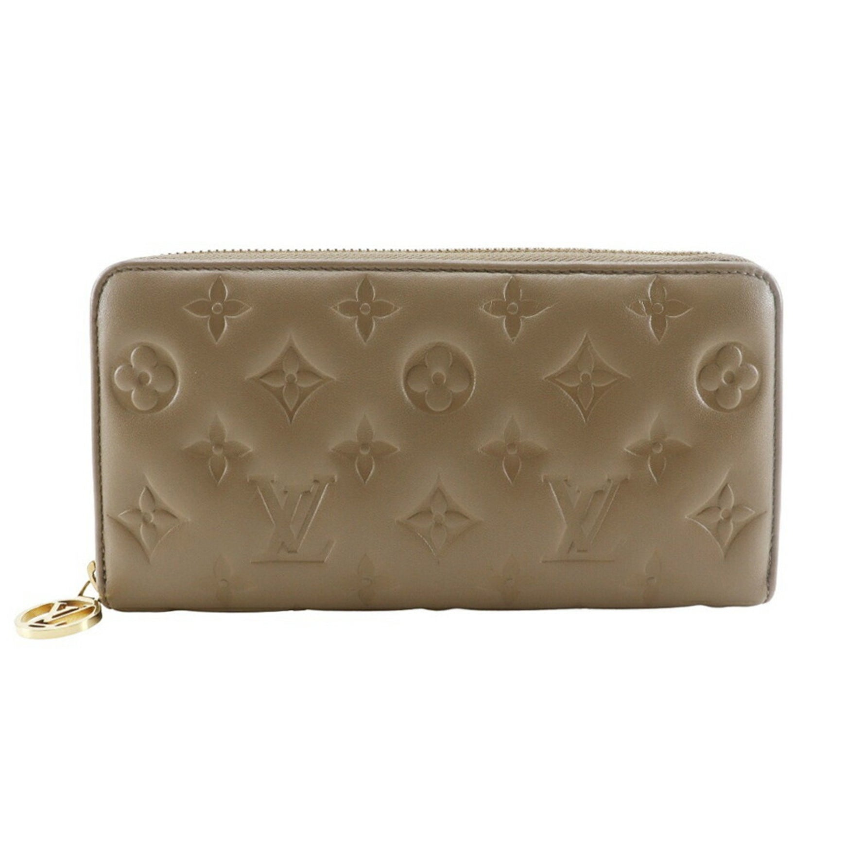Louis Vuitton Zippy Wallet, Monogram Coussin Lambskin, Taupe/Beige