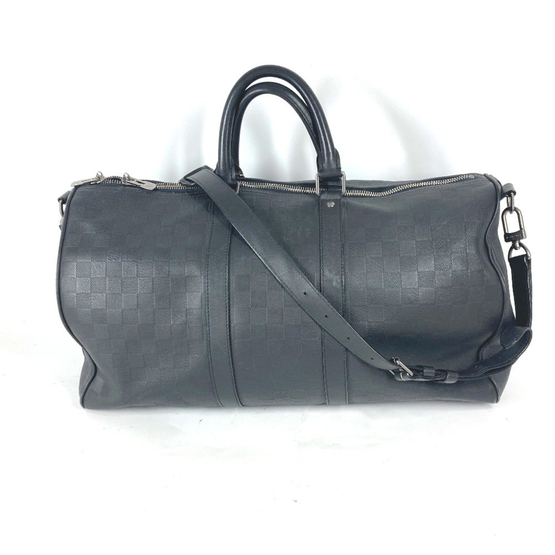 Louis Vuitton Damier Infini Keepall Bandouliere 45 bag Travel Shoulder Boston leather Men's Onyx Black